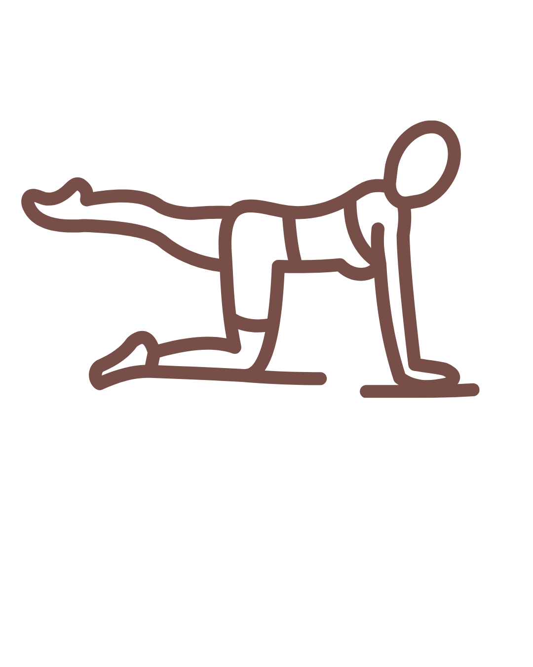 Outline drawing of a person on their hands and knees doing yoga