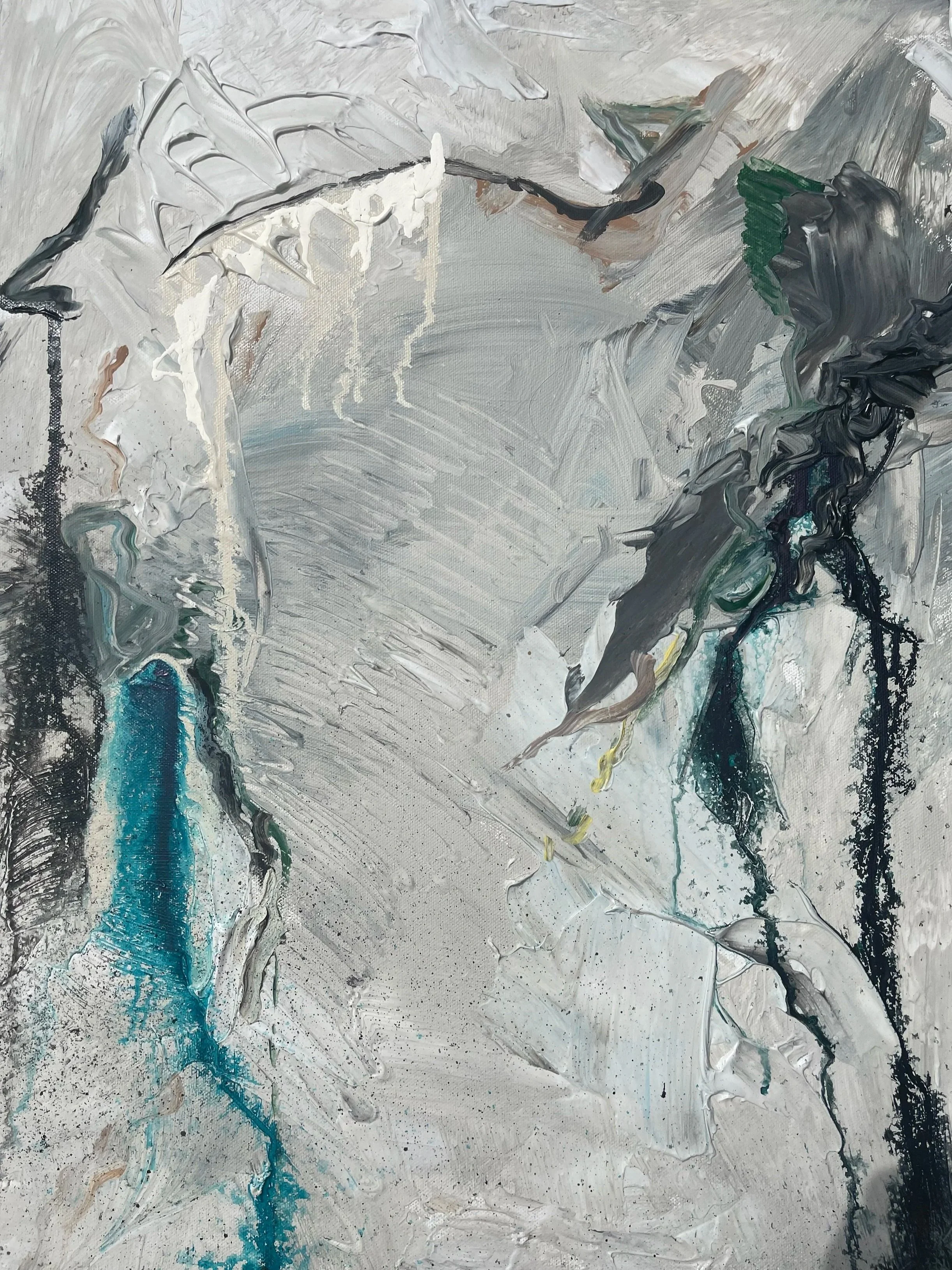 "Black and Blue Vol. 2" Diptych, 18" x 24" Acrylic, Ink, Modeling Paste on Canvas (1 of 2)
