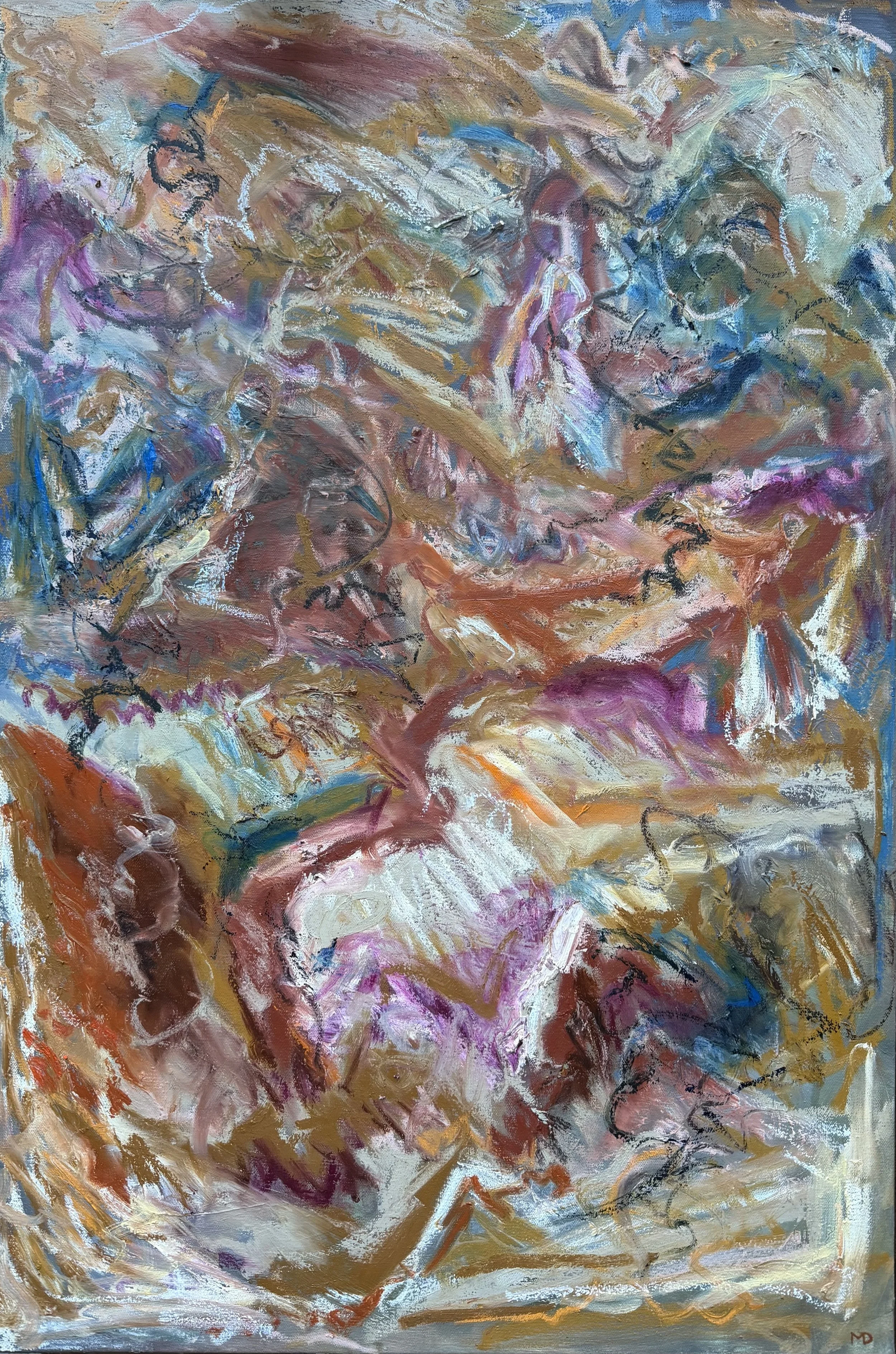 "Pandemonium" 36" x 24" Oil and Oil Stick on Canvas