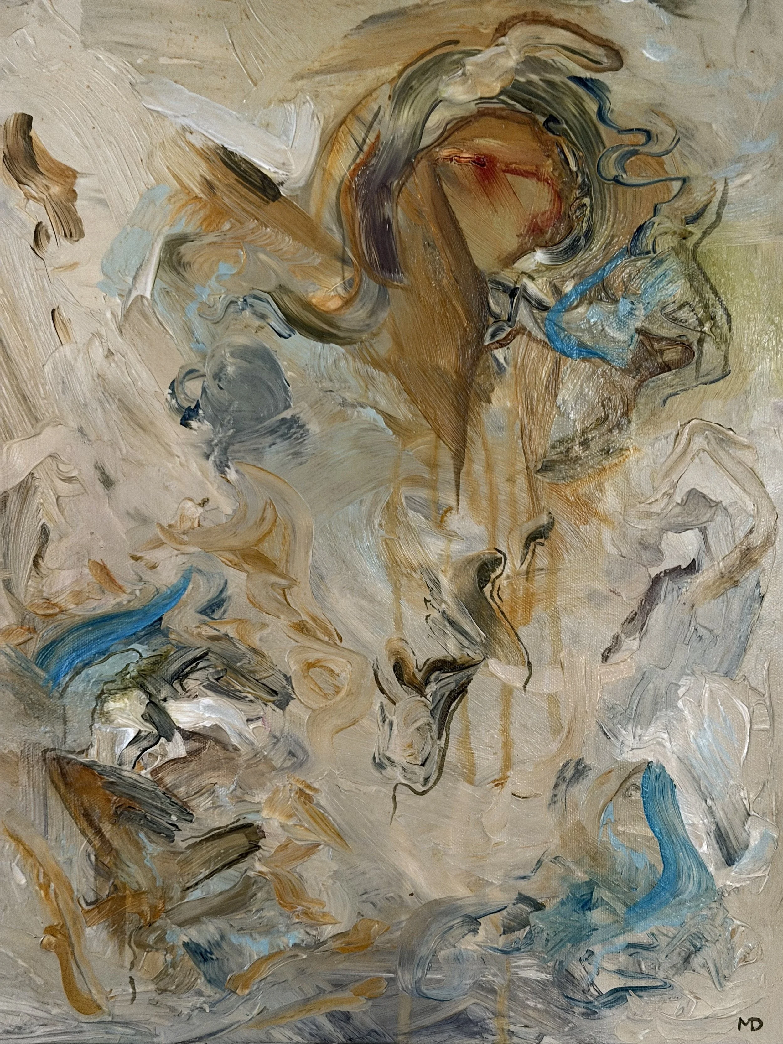 "Butterscotch" 16" x 20" Acrylic, Modeling Paste, Oil Pastel, Ink, Gloss Varnish on Canvas