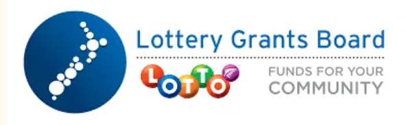 Logo of the Lottery Grants Board with a blue circle containing a white dotted line and colorful lottery balls spelling L, O, T, T, O, and a tagline 'Funds for Your Community'.