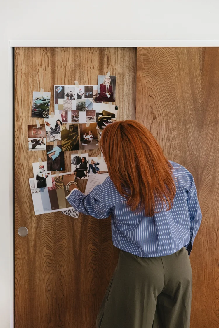 Rosalyn at her moodboard wall