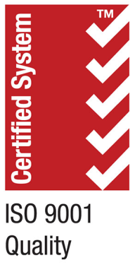 Certification label for ISO 9001 quality management system
