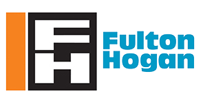 The image features the logo of Fulton Hogan, a construction and infrastructure company, with the words 'Fulton Hogan' in blue text beside a blue and black graphic element.