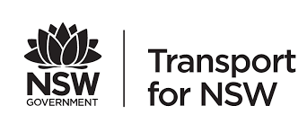 NSW Government Transport for NSW logo with a black lotus flower icon and text