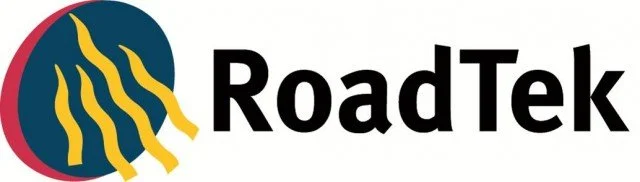 RoadTek logo featuring a dark blue circle with yellow wavy lines and the text 'RoadTek' in black.