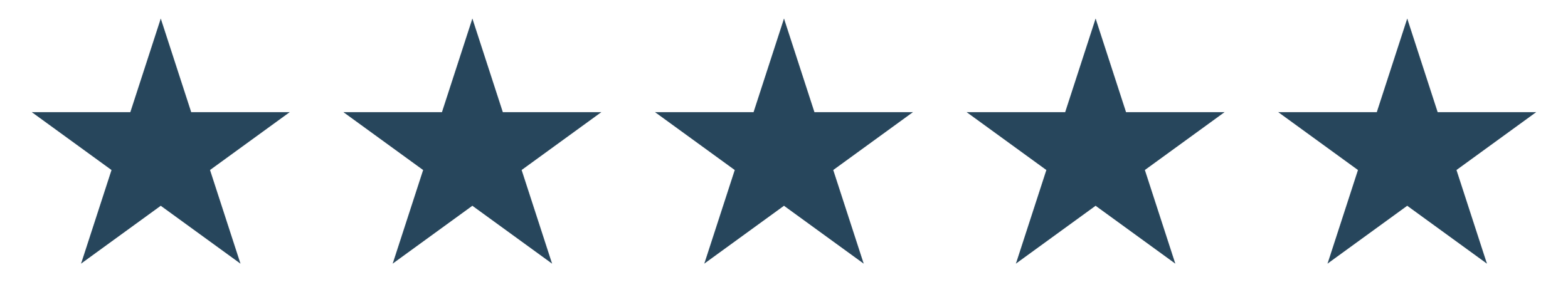 Five blue stars in a row, evenly spaced, on a black background.