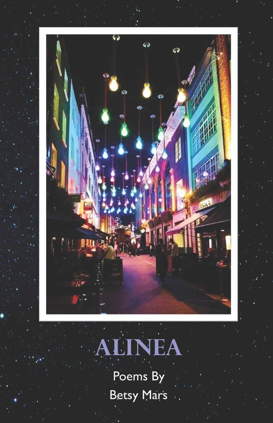 Cover of Alinea: pedestrian street at night illuminated by bright colored hanging lamps