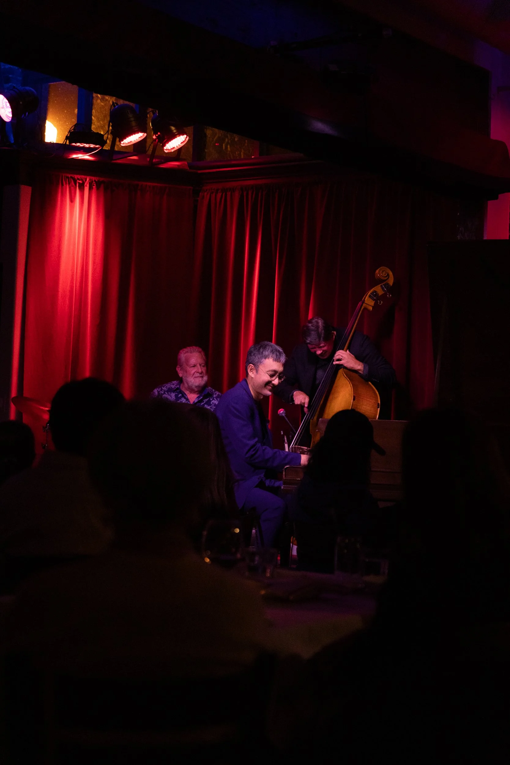 Pianist and bassist performing live jazz at Bacchus in Pasadena