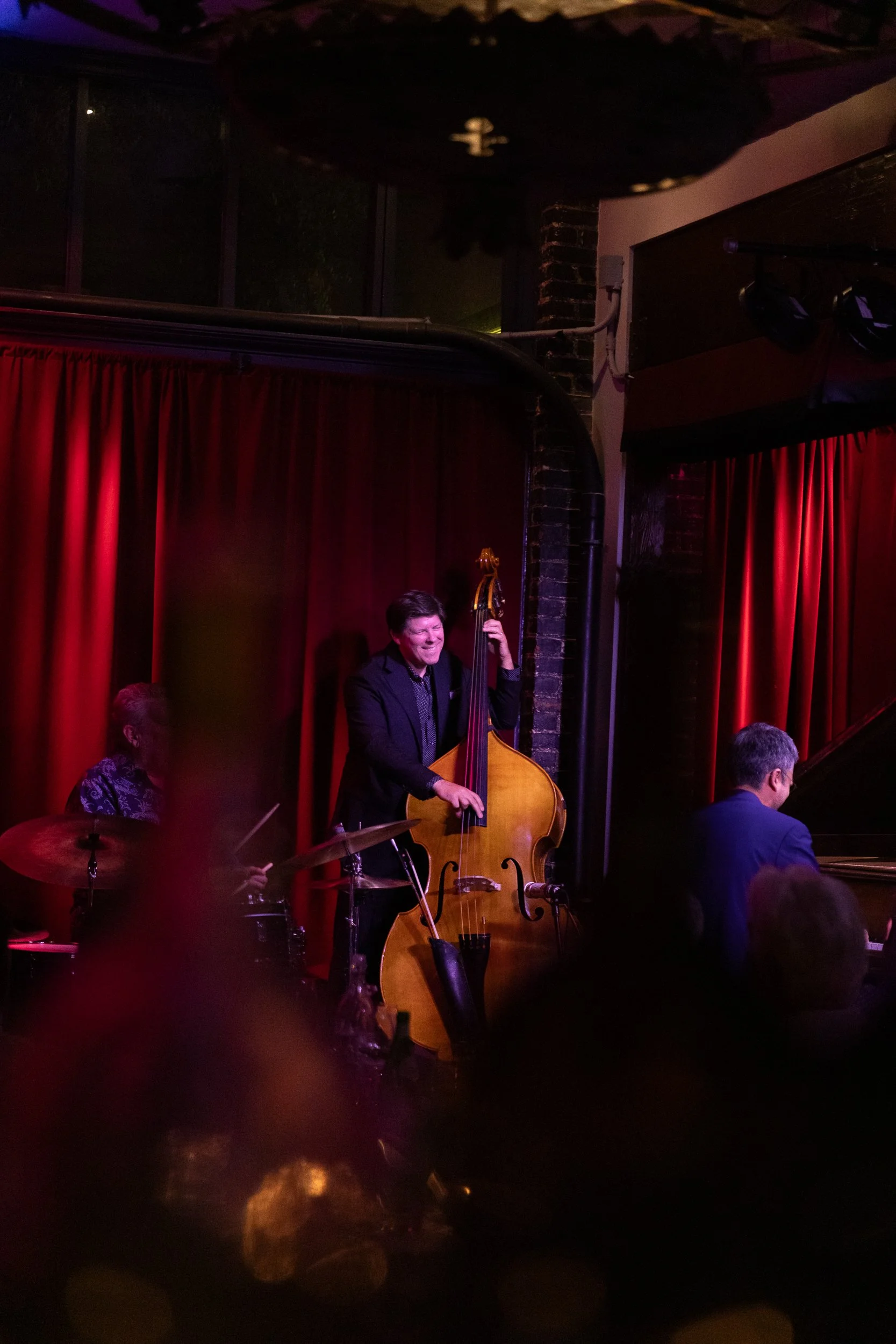 Bass and piano duo playing live at Bacchus Kitchen + Wine Bar