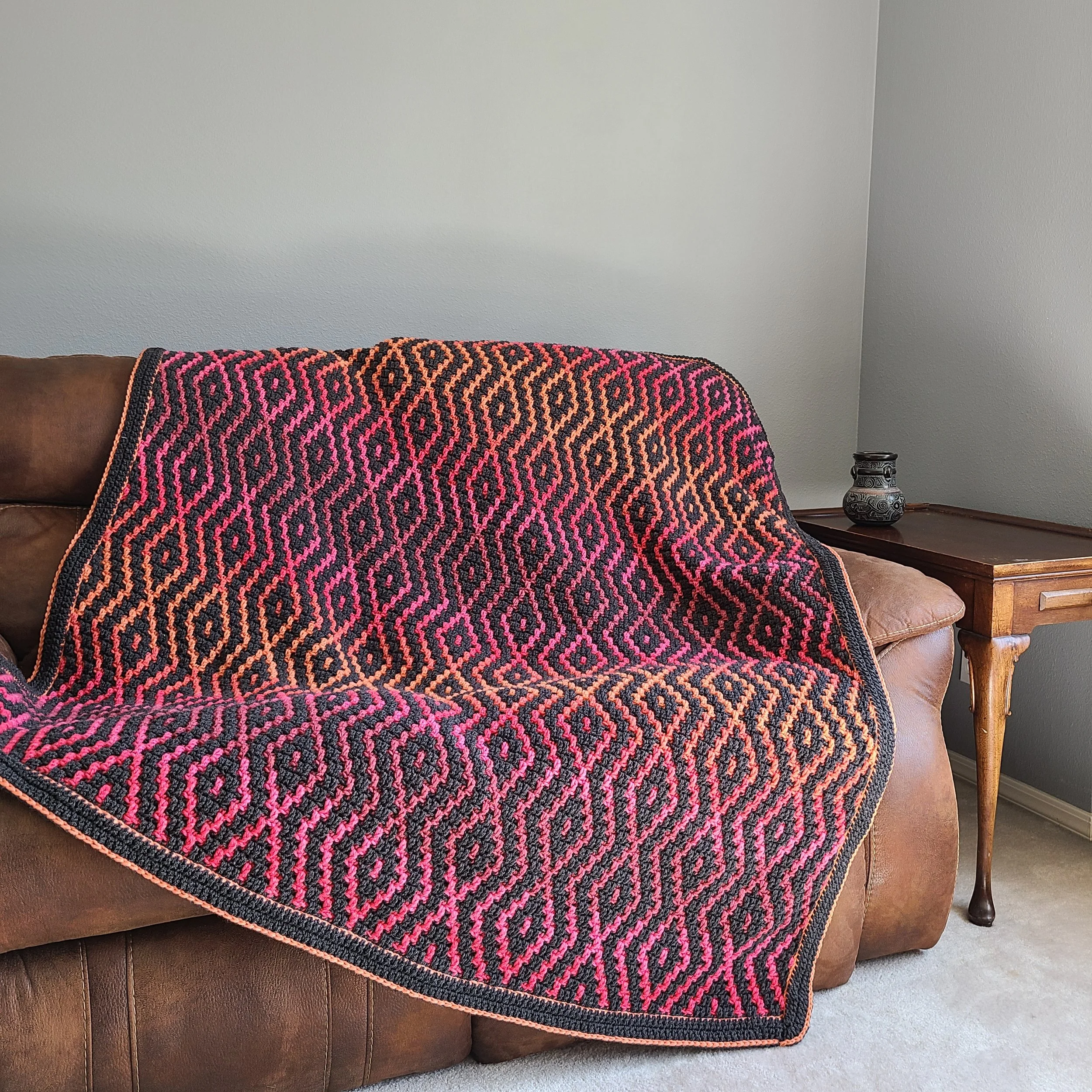 Mosaic crochet afghan