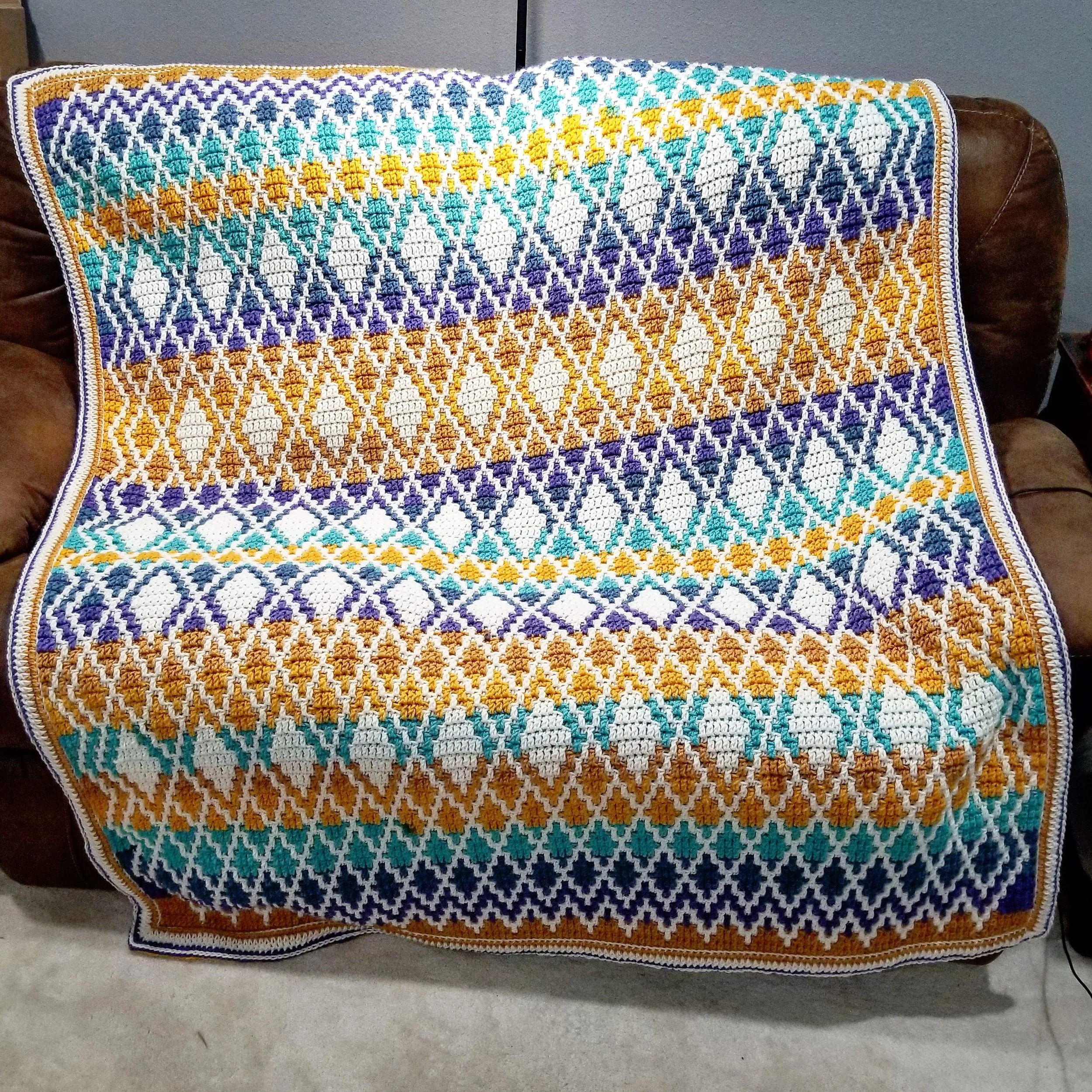 Mosaic crochet afghan