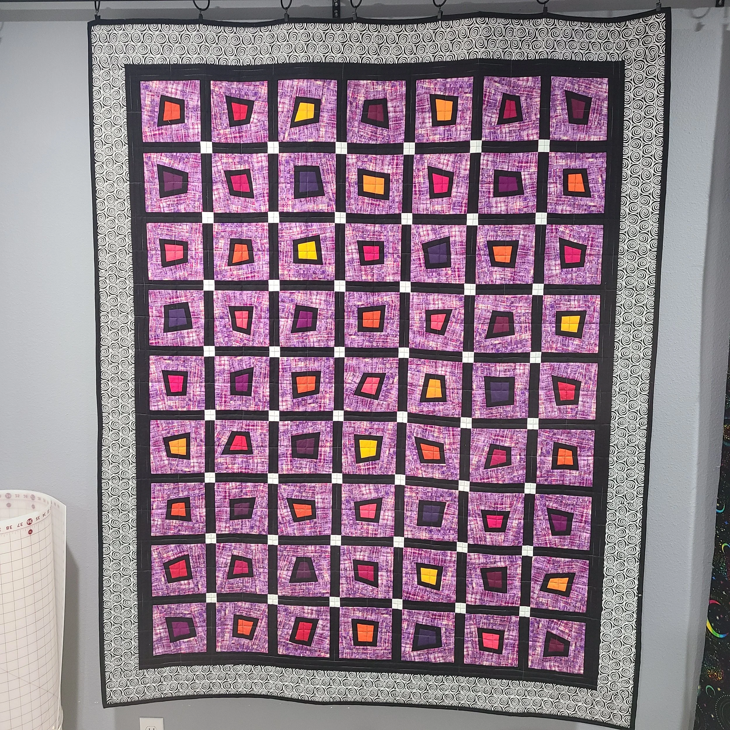 Modern quilt with improv centers