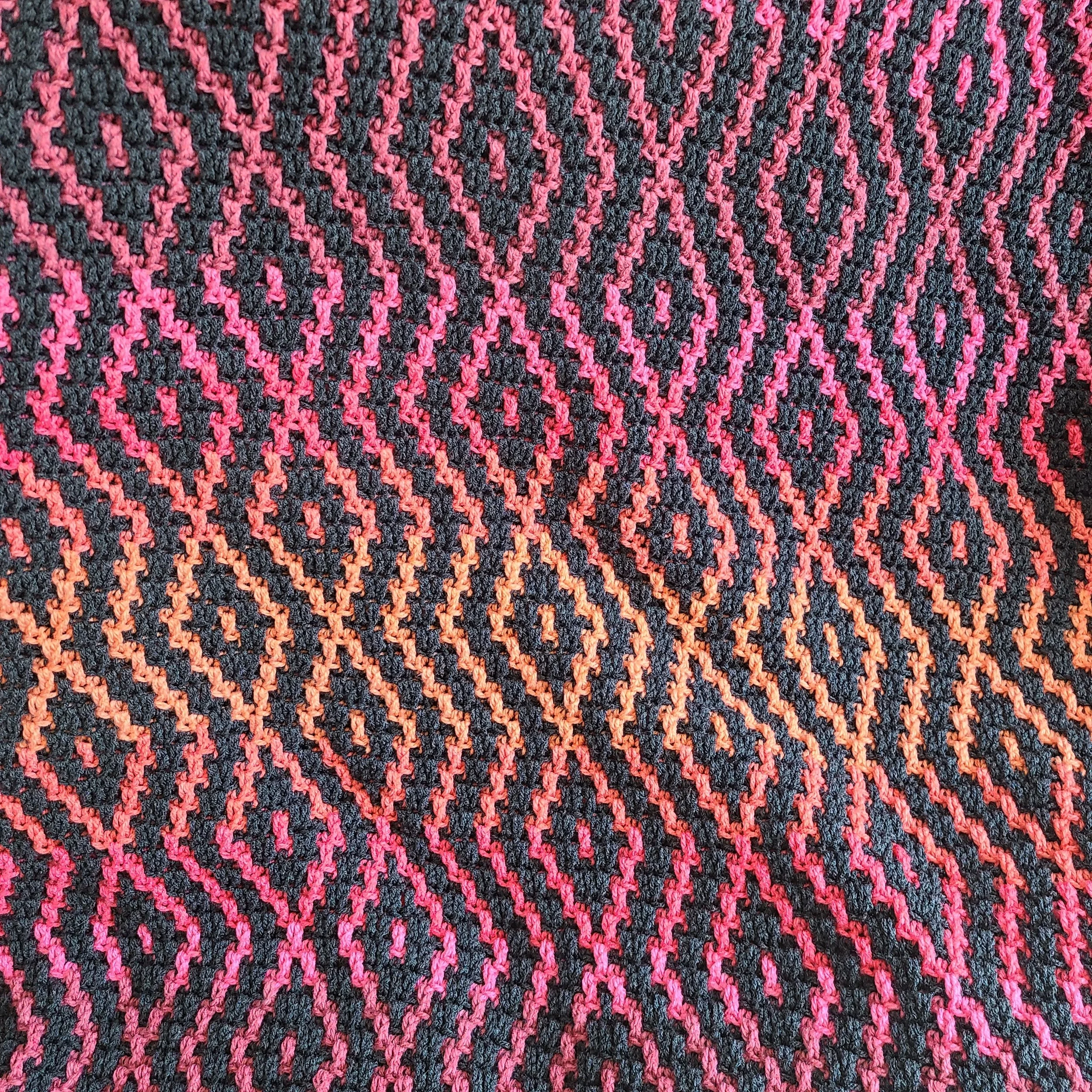 Mosaic crochet afghan, detail