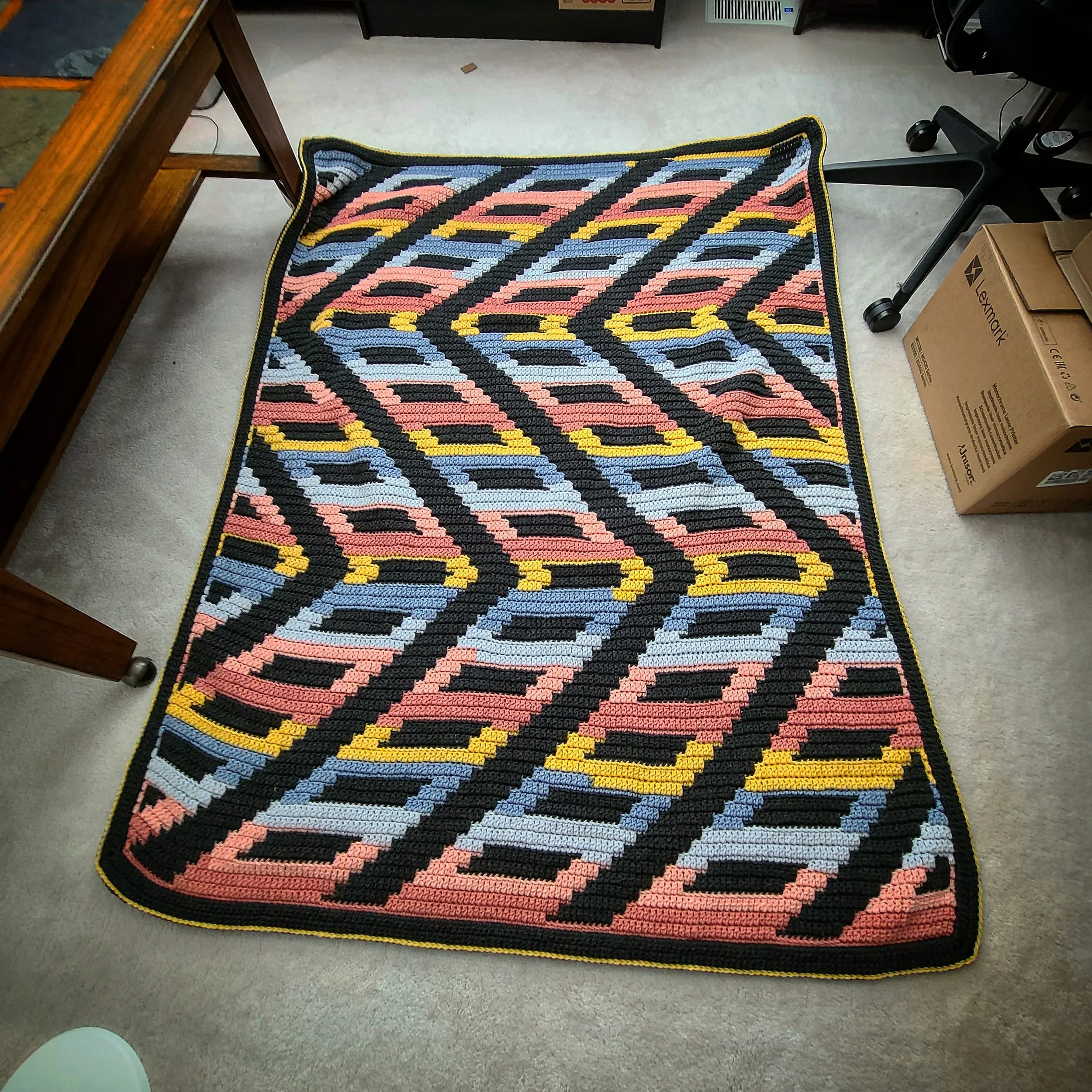 Mosaic crochet afghan