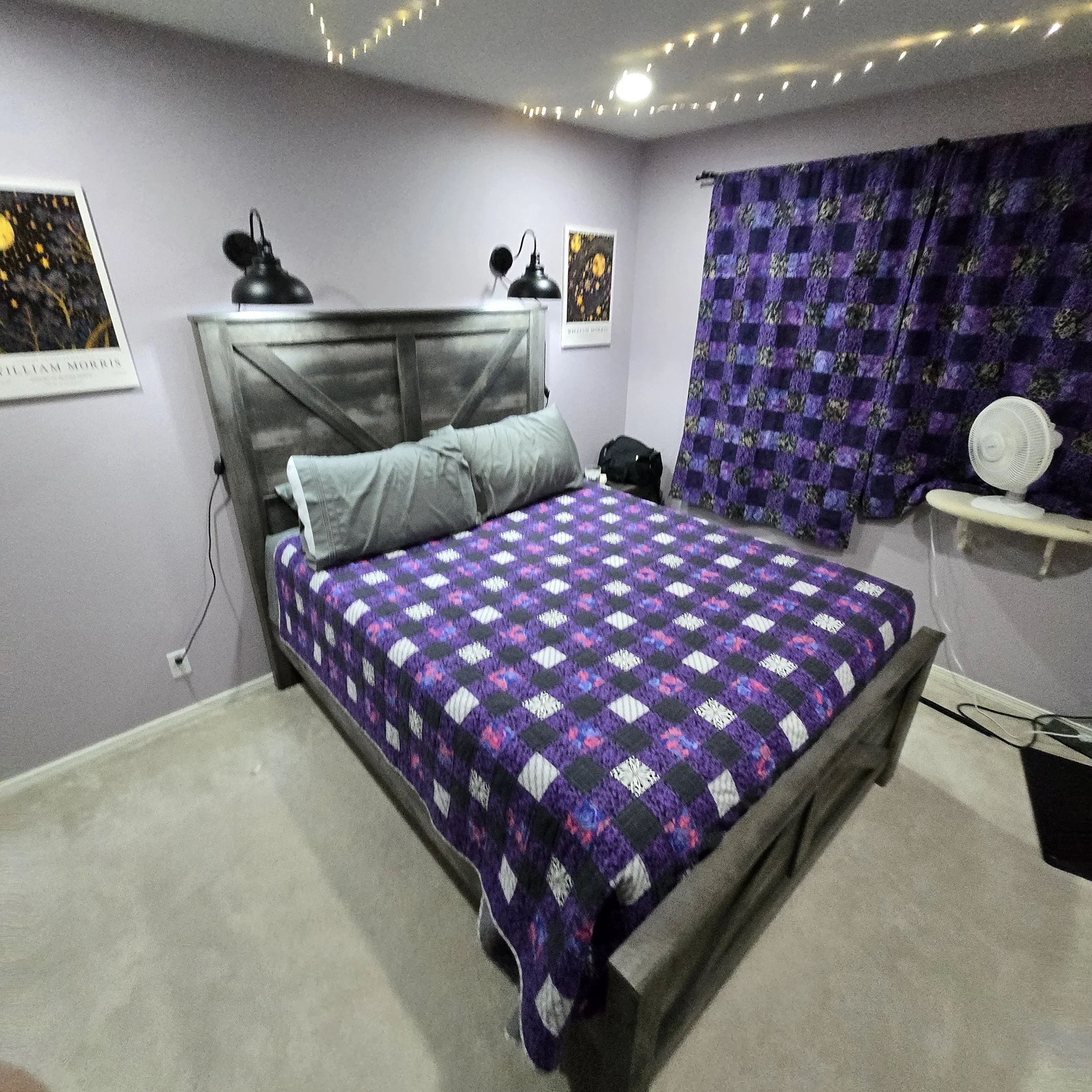 Queen size quilt and pojagi-inspired curtains