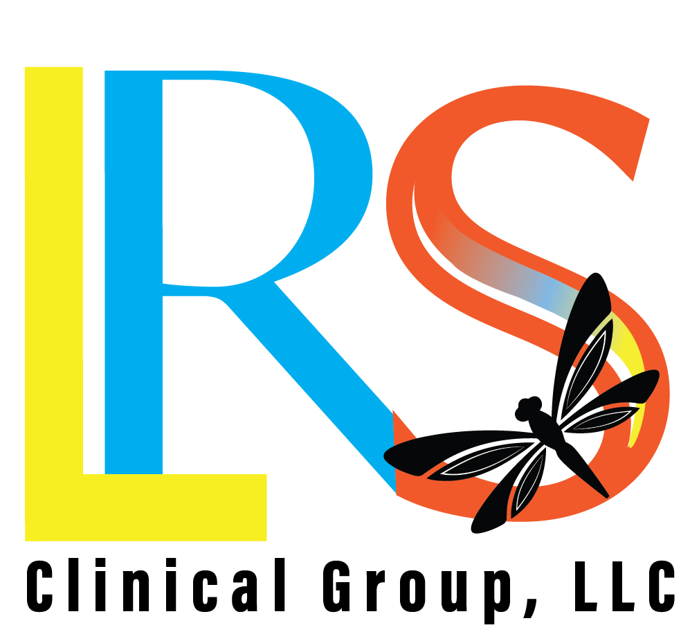 A stylized colorful graphic featuring the letters 'LRS' with a dragonfly over the S, and the words "Clinical Group, LLC" under the graphic.