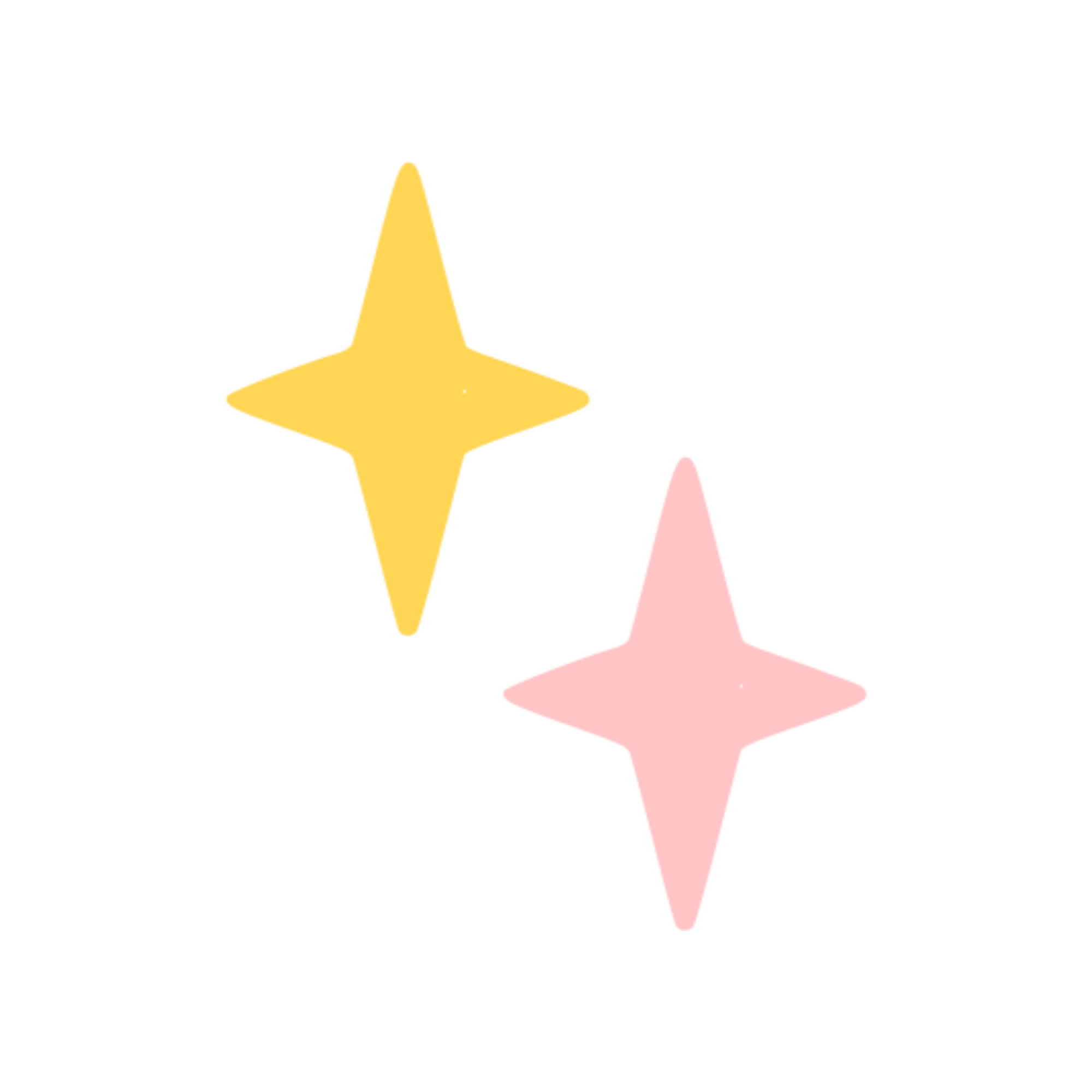 Digital artwork of two sparkles in pink and yellow.