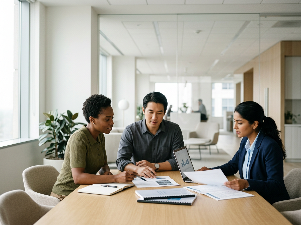 Professionals collaborating on healthcare and medical content