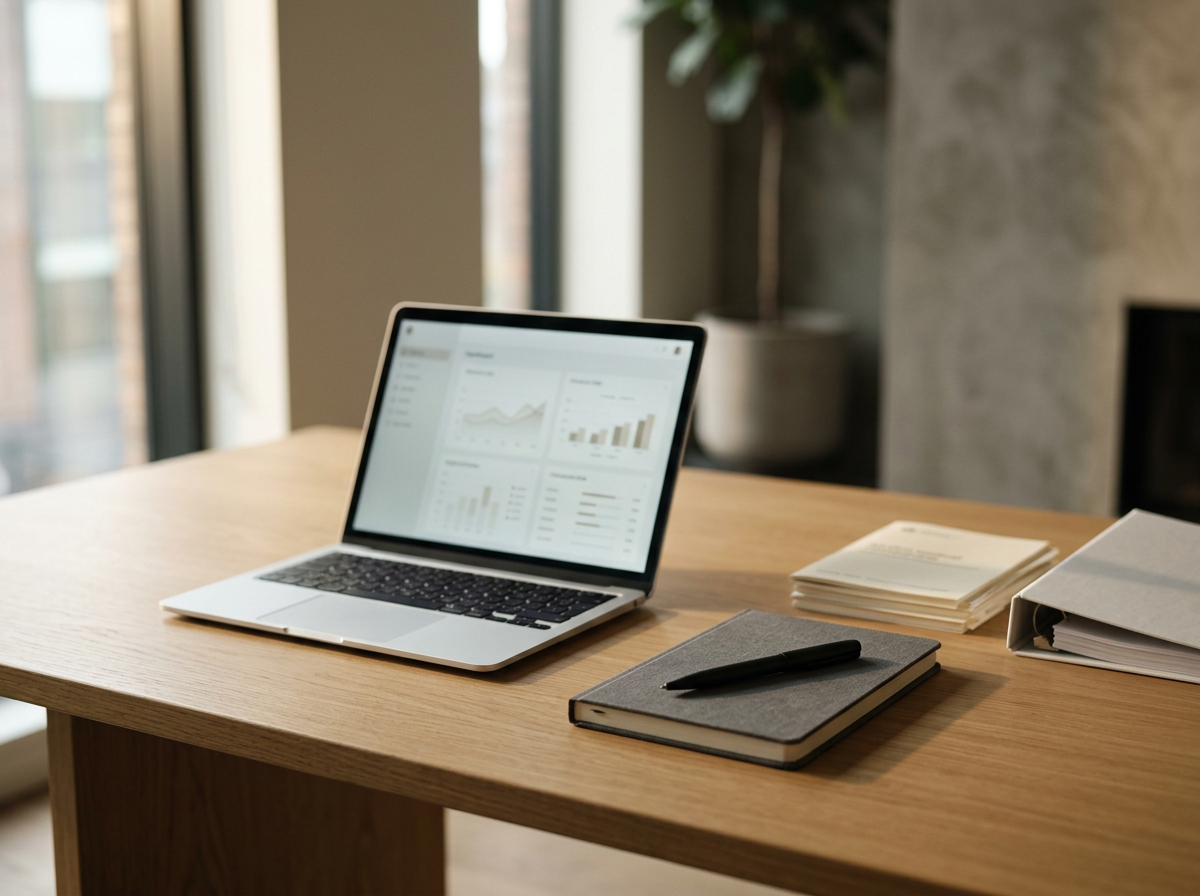 Clinical content review sample showing healthcare content evaluation on a laptop