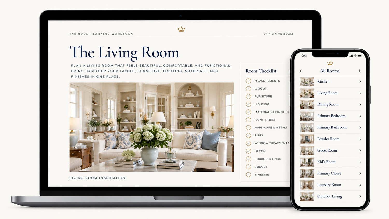 The Room Planner on a laptop and phone