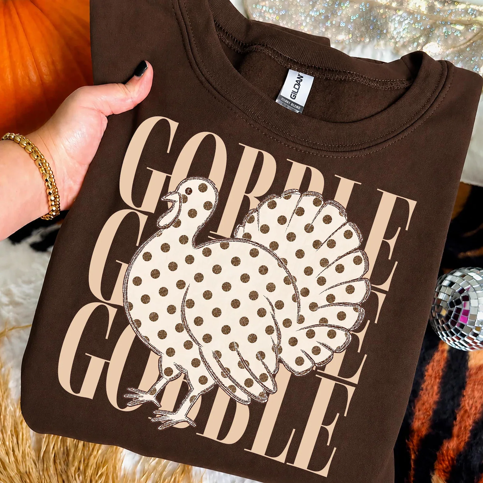 Gildan Brown Gobble Gobble Crewneck