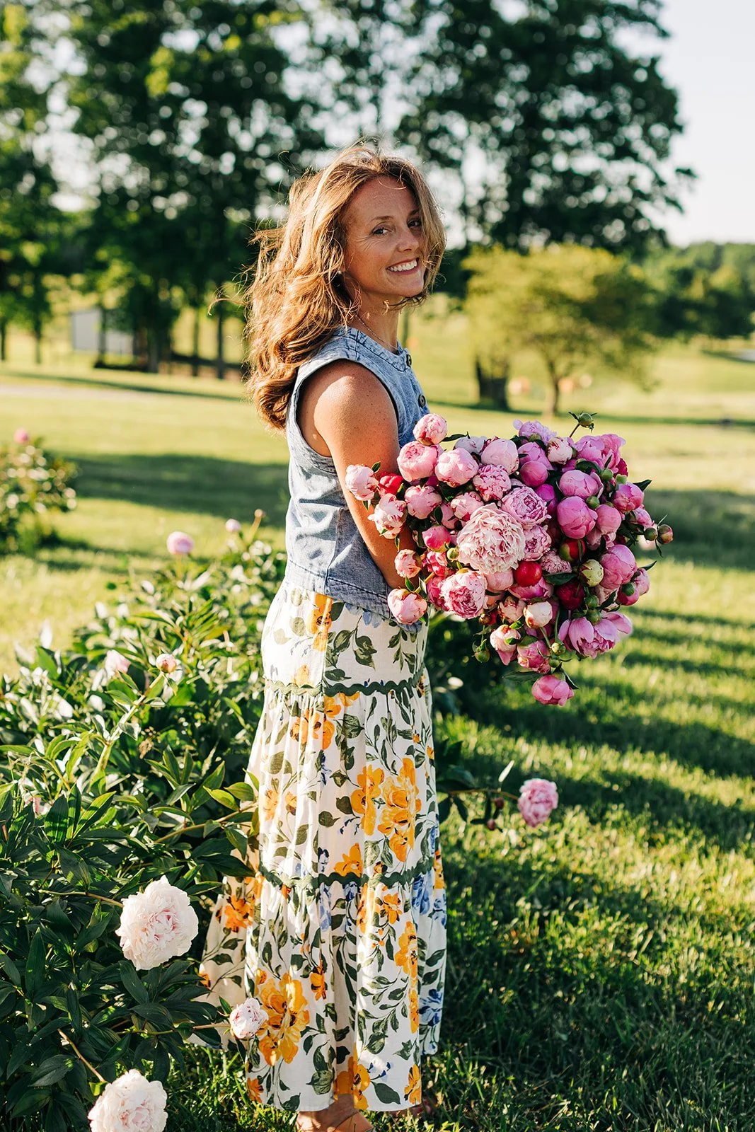 Branding photoshoot on a peony farm. Peony farm. Farm photography.