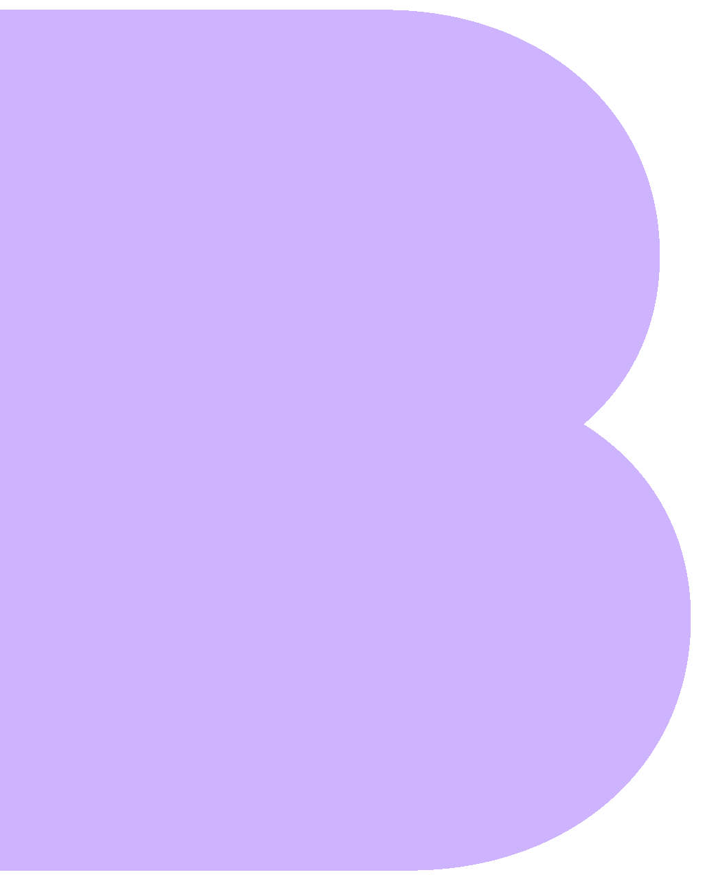 A B shaped solid graphic in a bright purple colour.