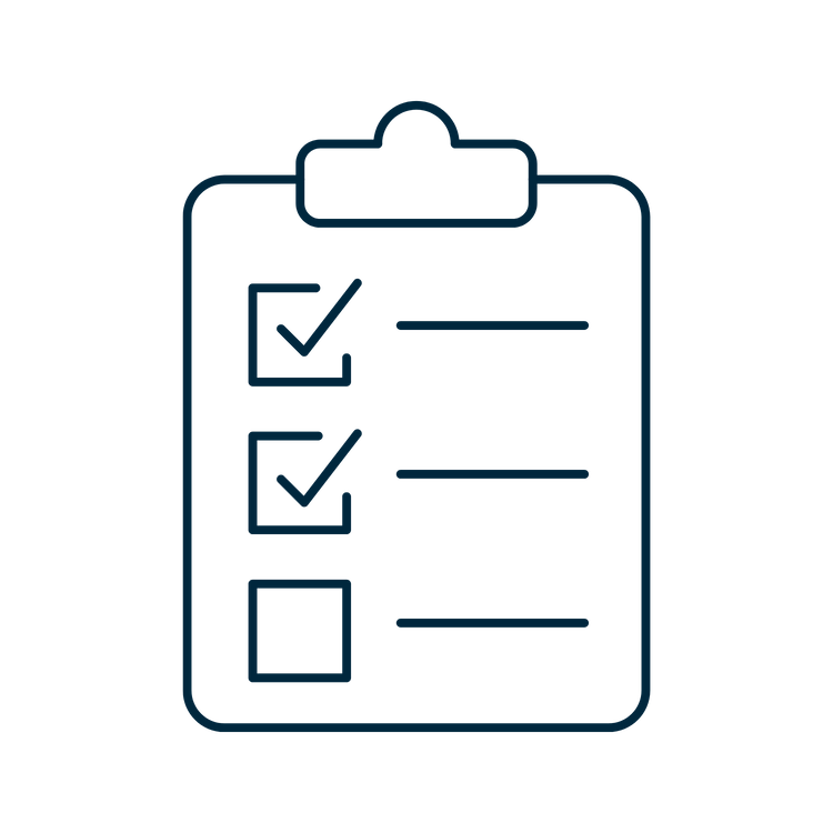 Icon of clipboard to indicate planning and analysis stage of a water treatment pilot study.