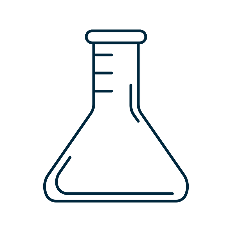 Icon of a beaker to indicate equipment and testing phase of the pilot study.