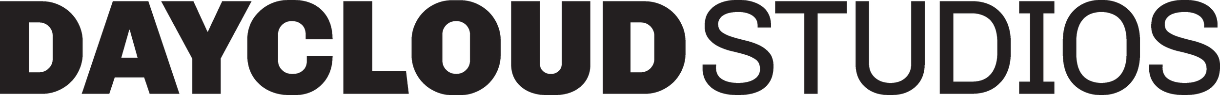Image of the text 'DAYCLOUDSTUDIOS' in black on a transparent background.