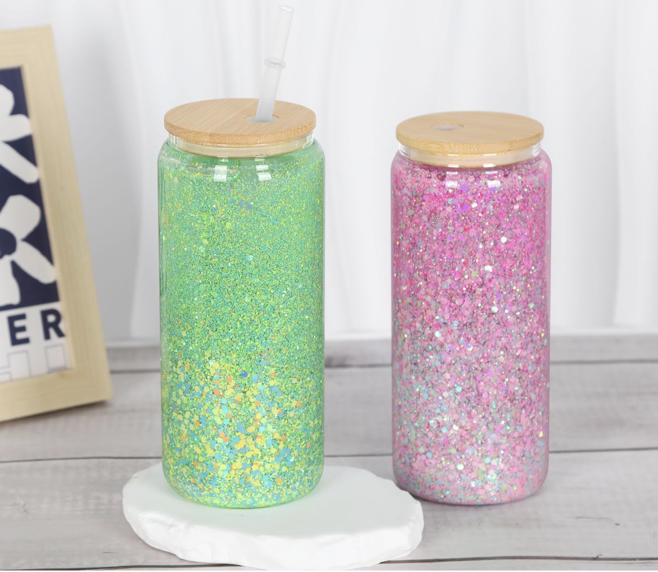 20OZ Glass SnowGlobe Tumbler