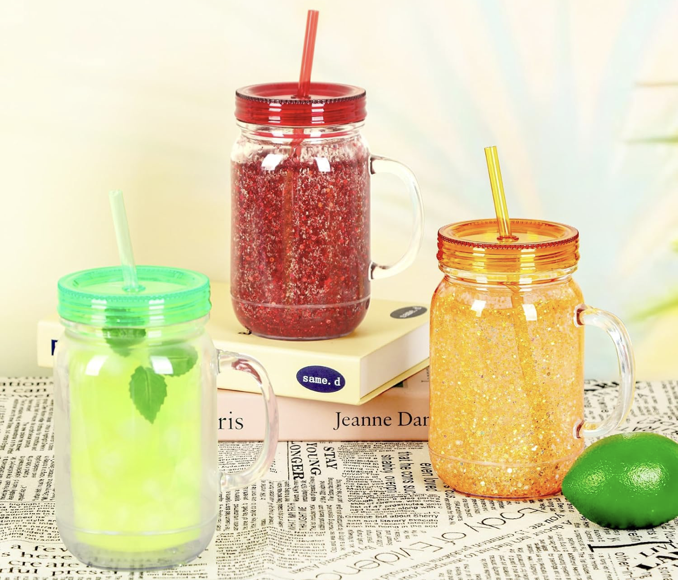 20OZ Mason Jar Snowglobe With Handle