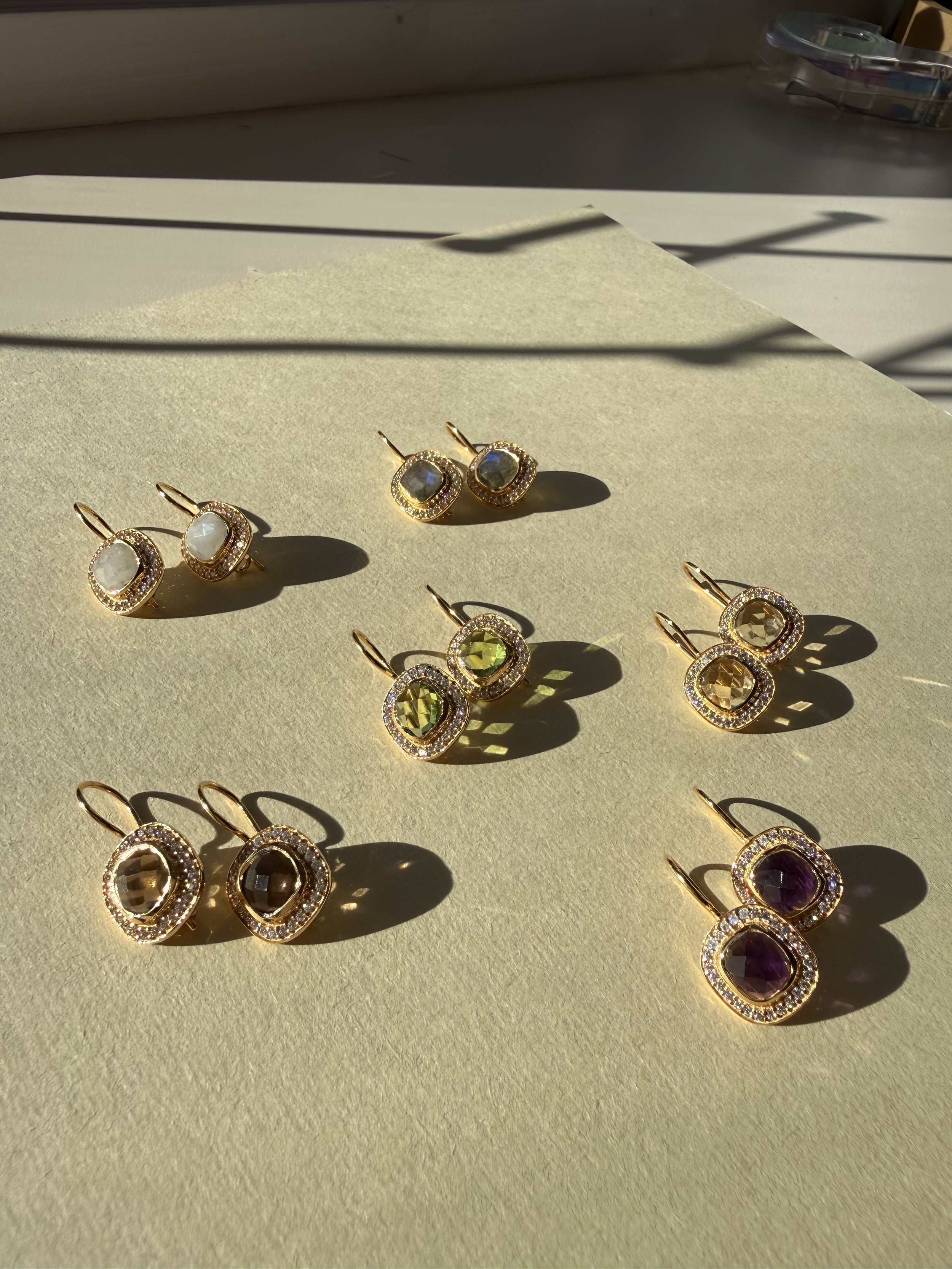 Checkers Earrings (Peridot)