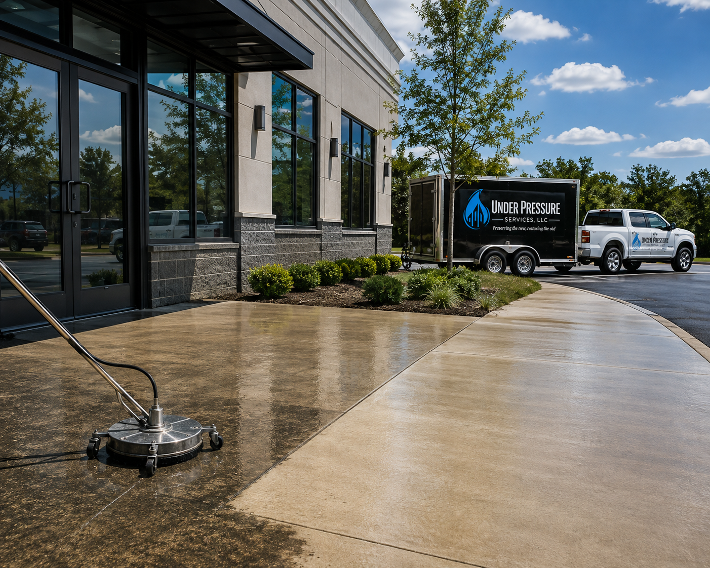 Under Pressure Services providing commercial exterior cleaning and property maintenance in Middle Tennessee