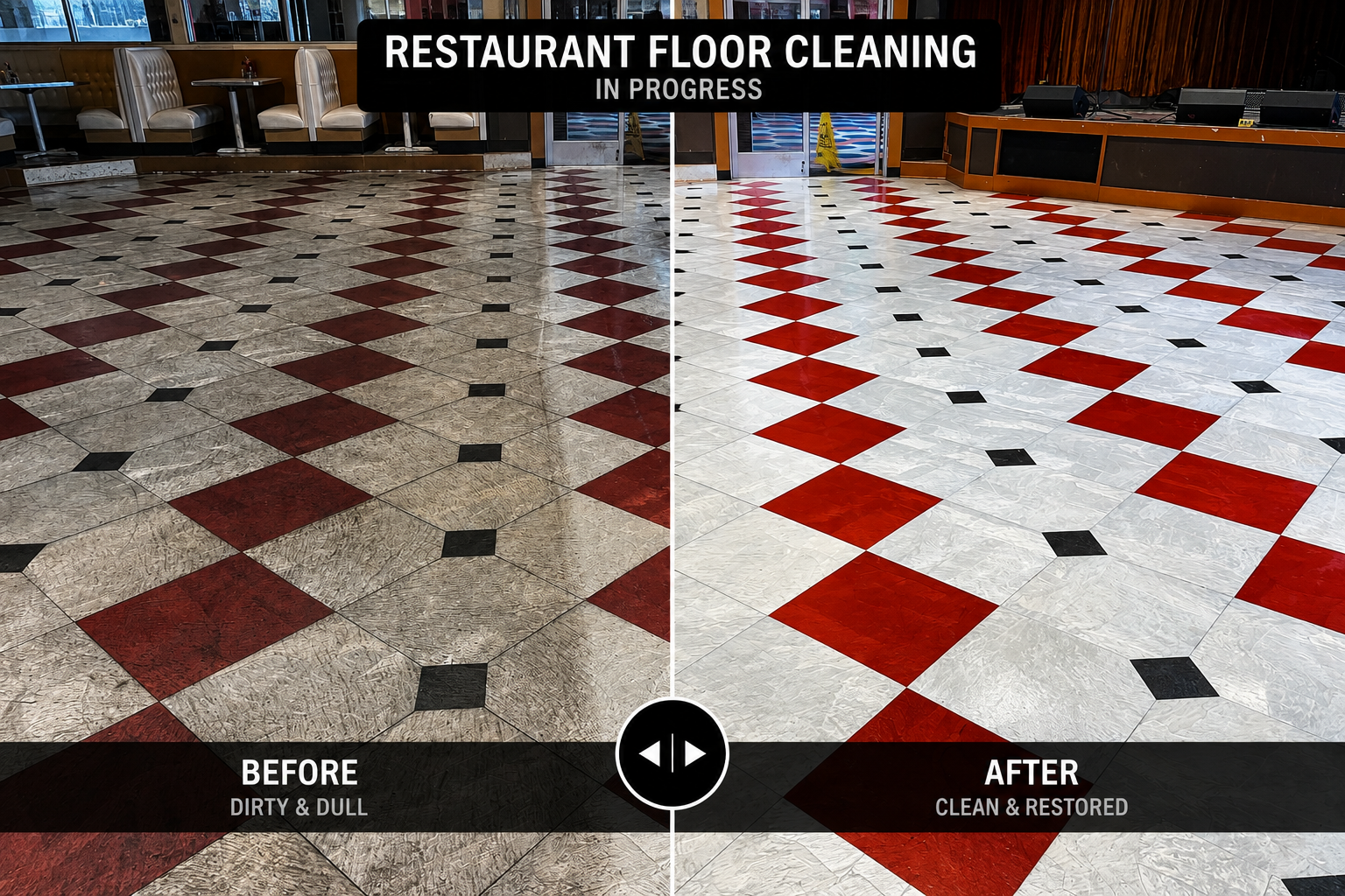 Before and after commercial floor cleaning and restoration in Middle Tennessee