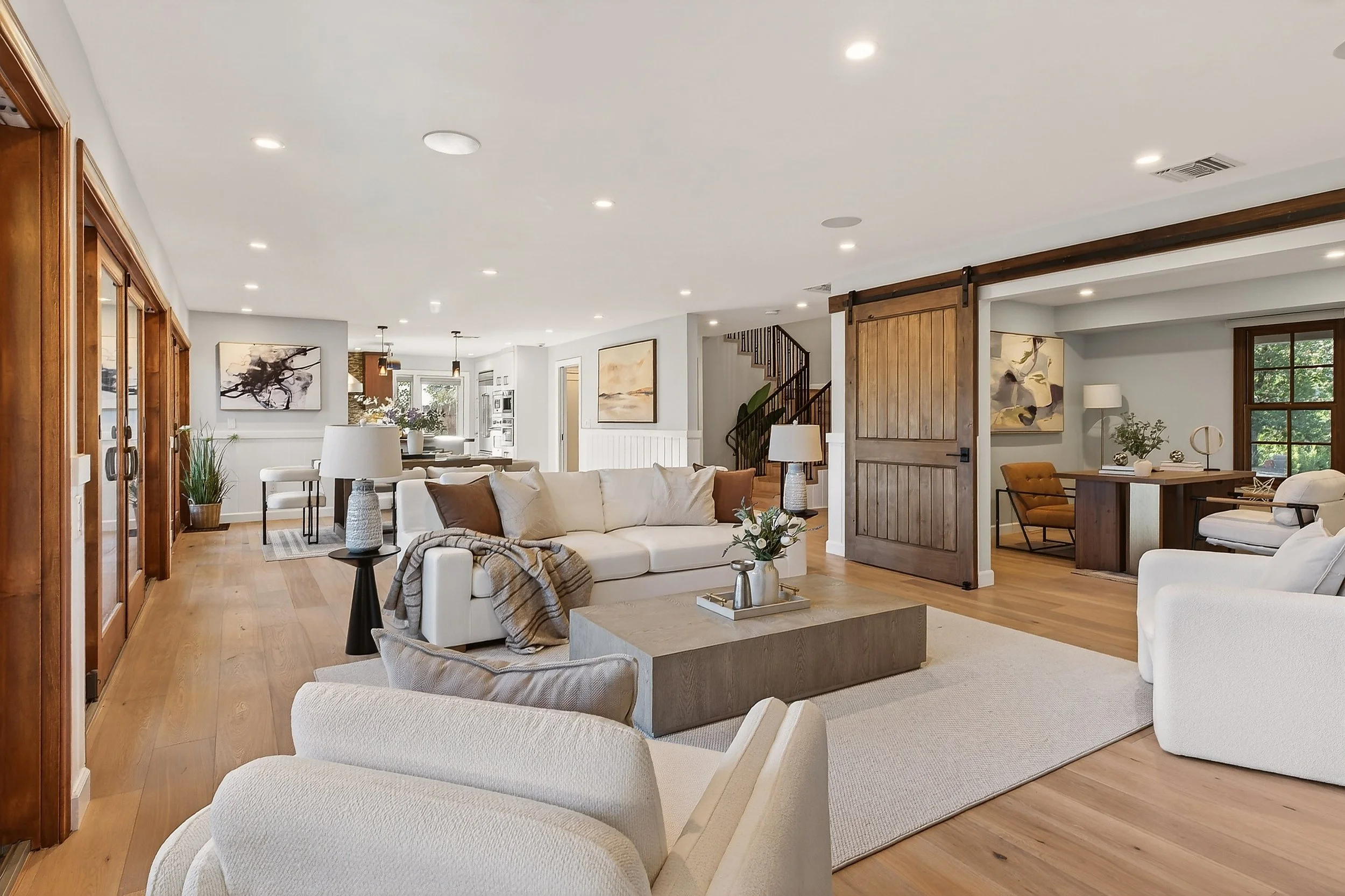 Contemporary living room in an Arcadia, California luxury home photographed by Mike Fujie