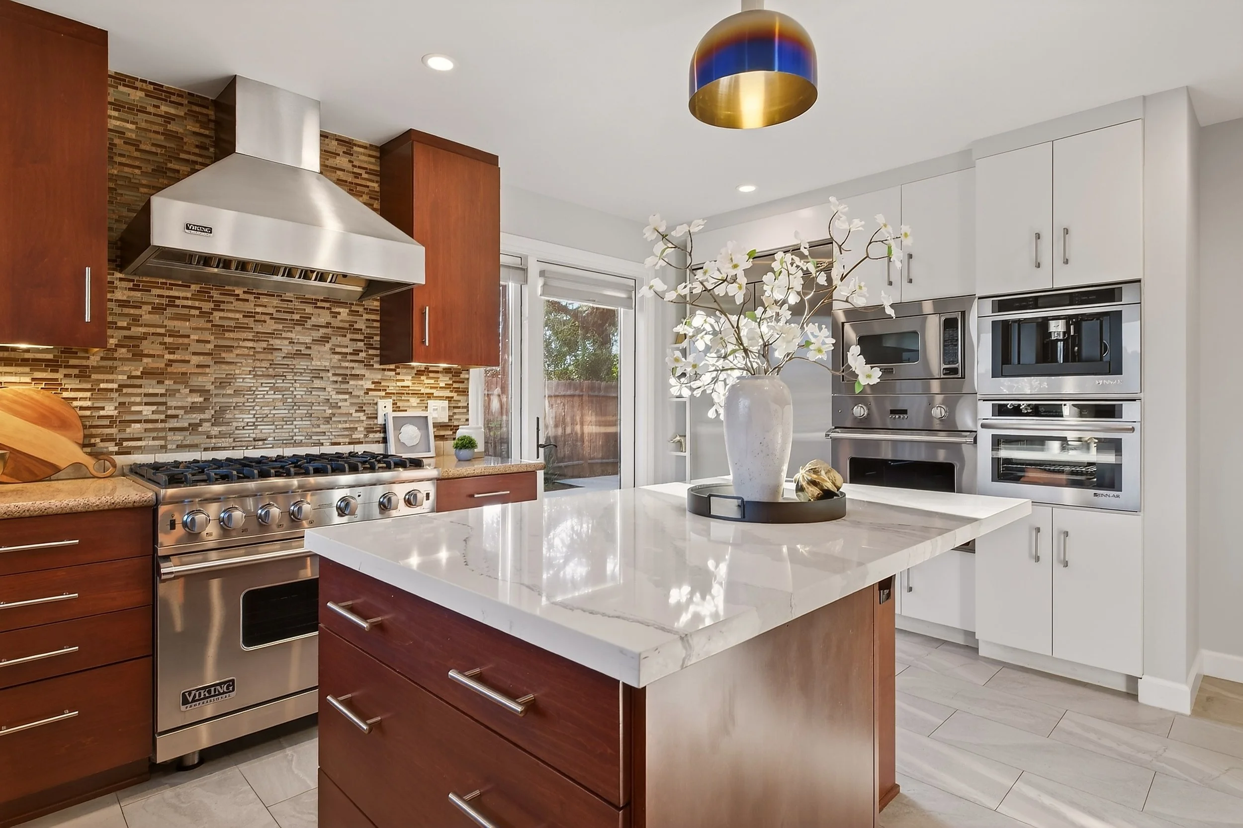Contemporary kitchen in an Arcadia, California luxury home photographed by Mike Fujie