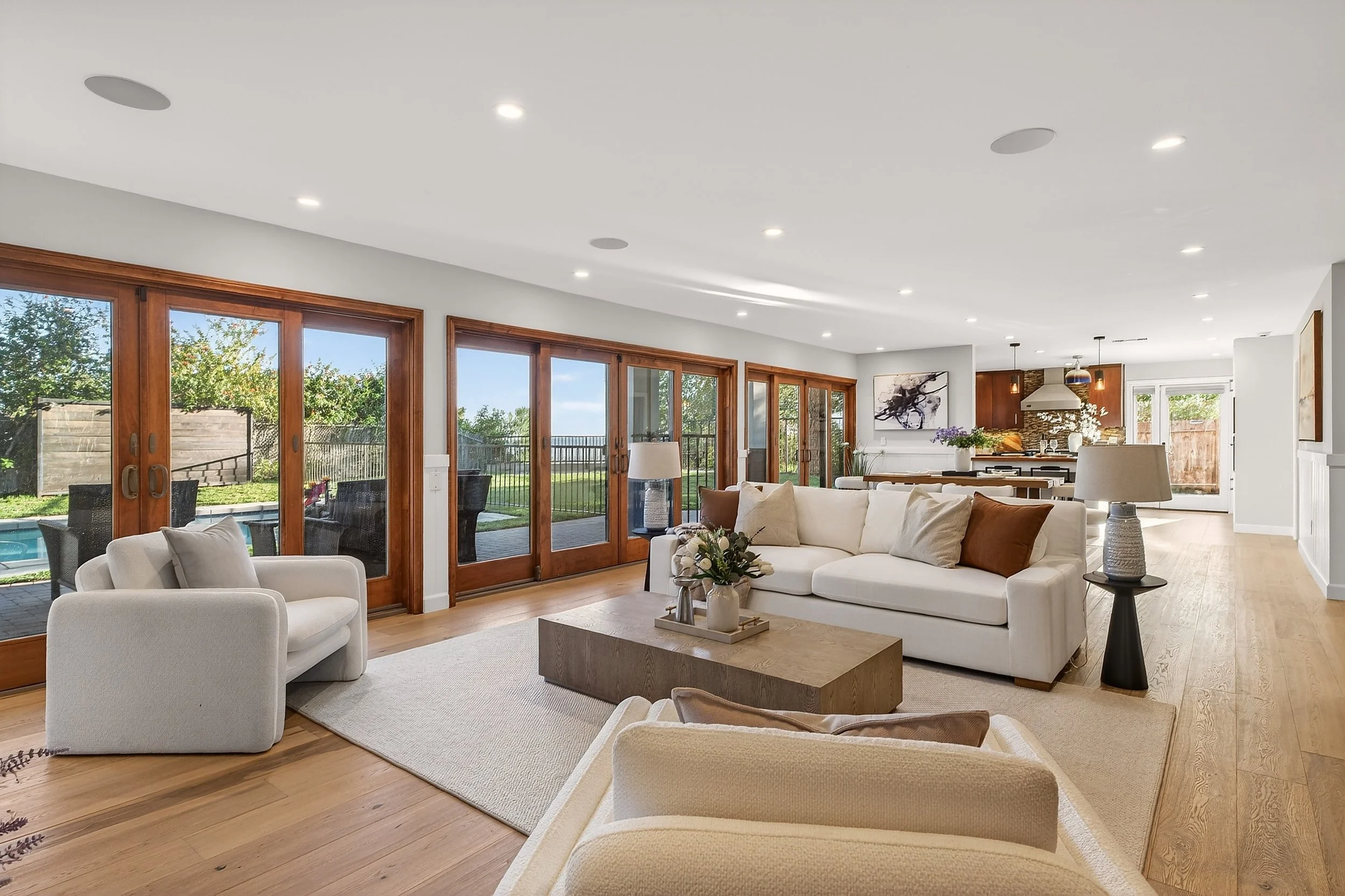 Contemporary living room in an Arcadia, California luxury home photographed by Mike Fujie
