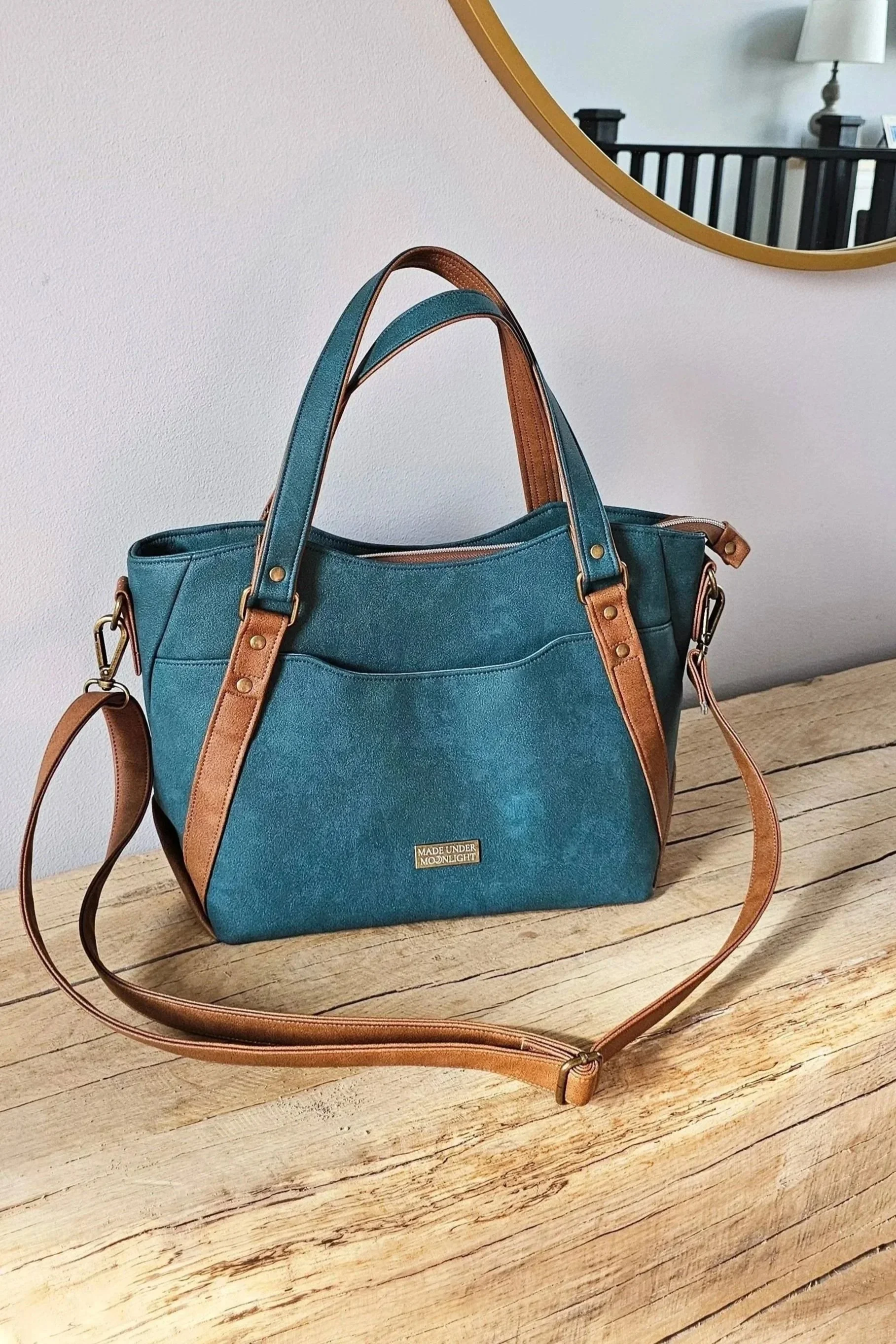 Selene Handbag - Teal/Russet