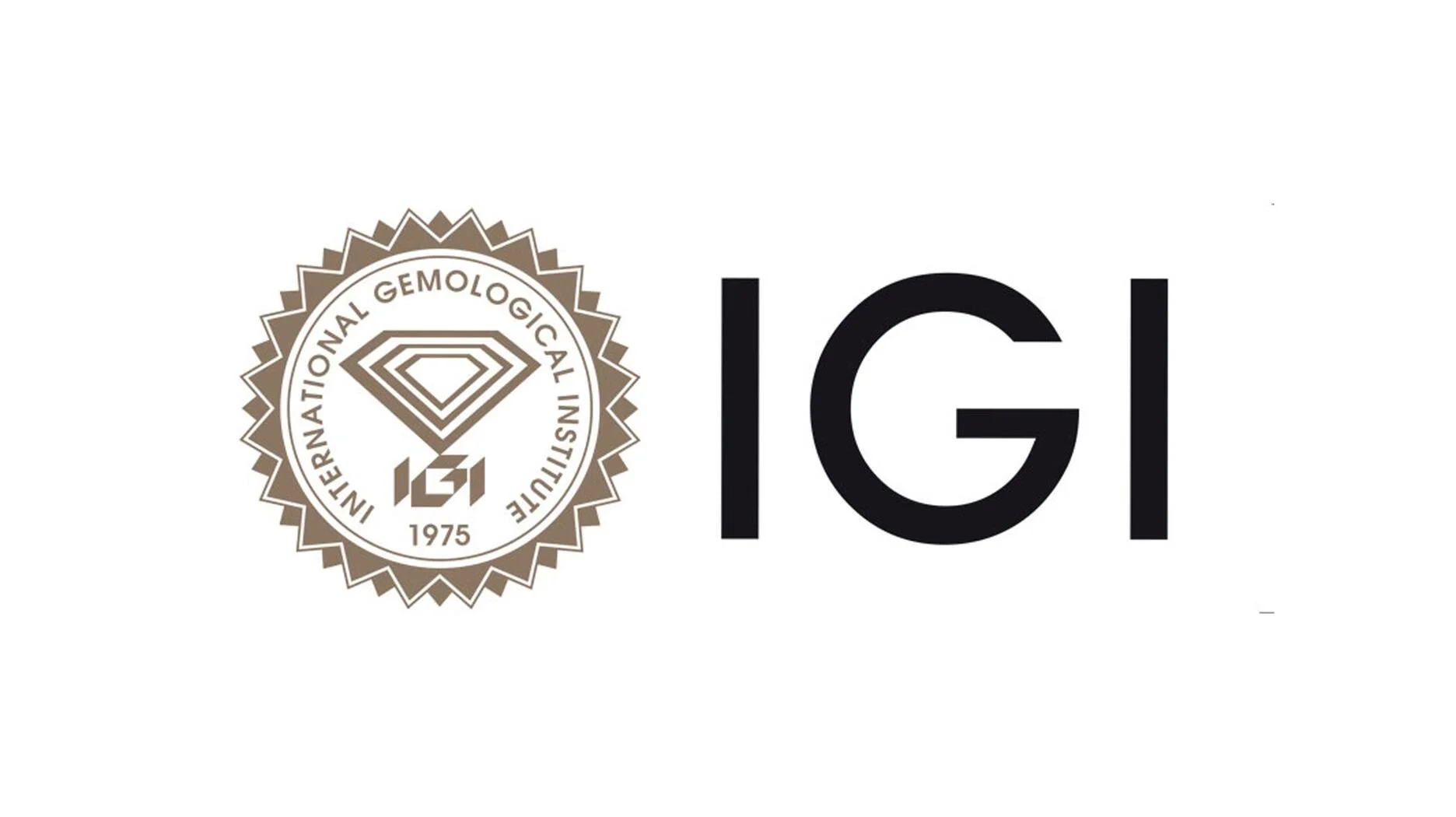 Logo of the International Gemological Institute (IGI) with a diamond symbol and the year 1975, next to the large letters 'IGI' on a white background.