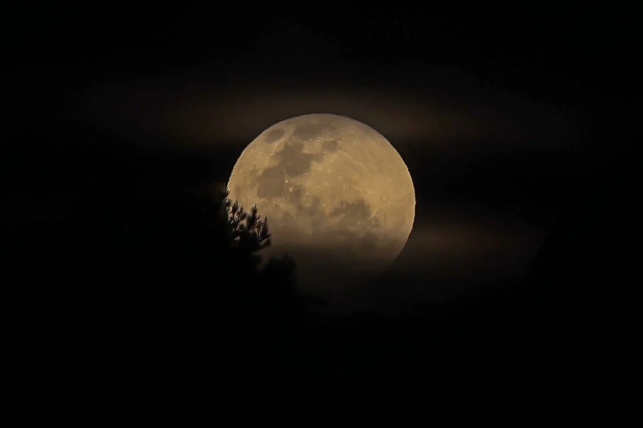 It&rsquo;s cloudy tonight but I spotted a gap and ran out to catch the full moon in Pisces rising. I&rsquo;m still getting used to what does what on this camera and accidentally set both cards to shoot jpeg so can&rsquo;t manipulate the light &amp; s