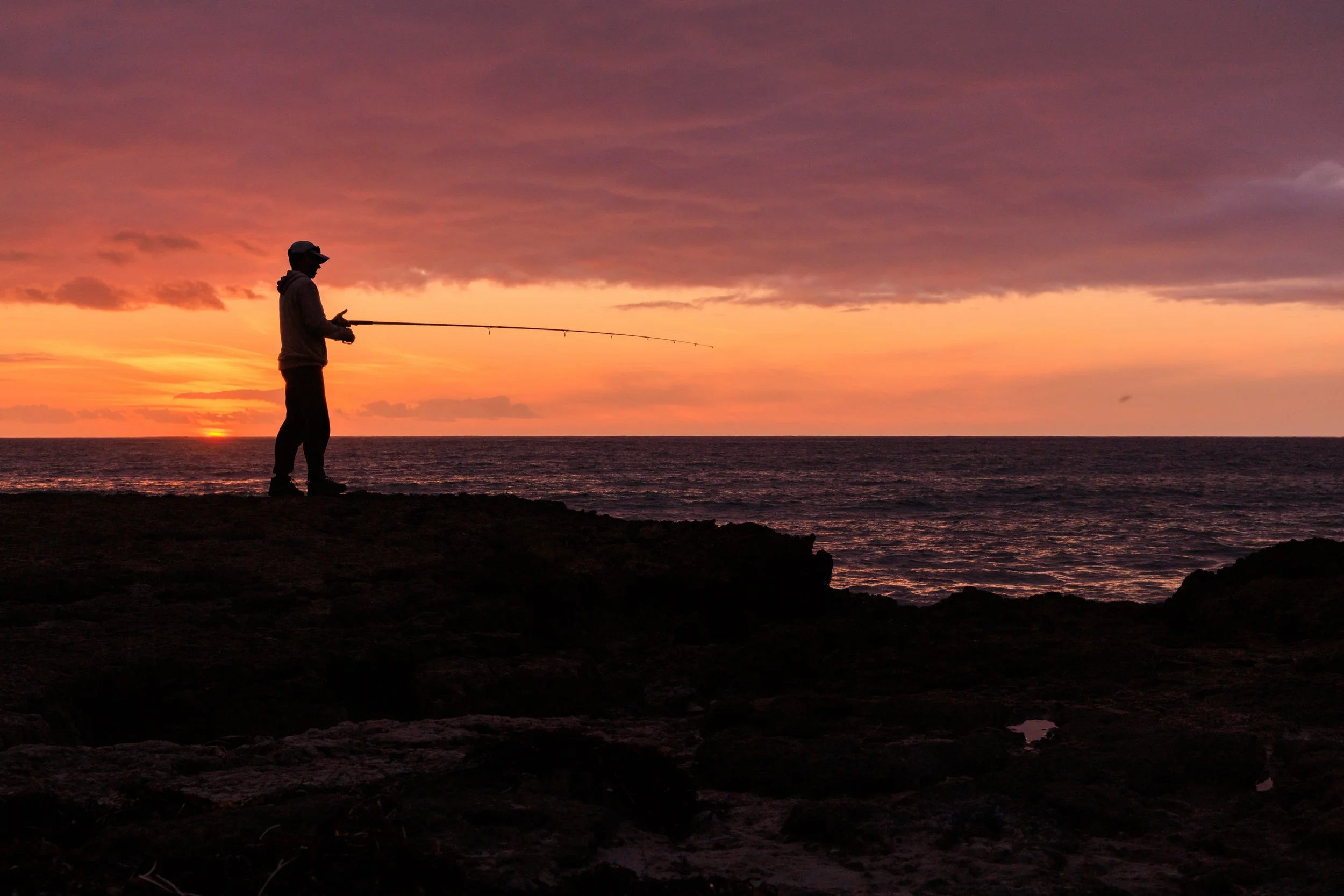Tim throwing one last cast during a beautiful sunset near Corny Point, Yorke Peninsula.