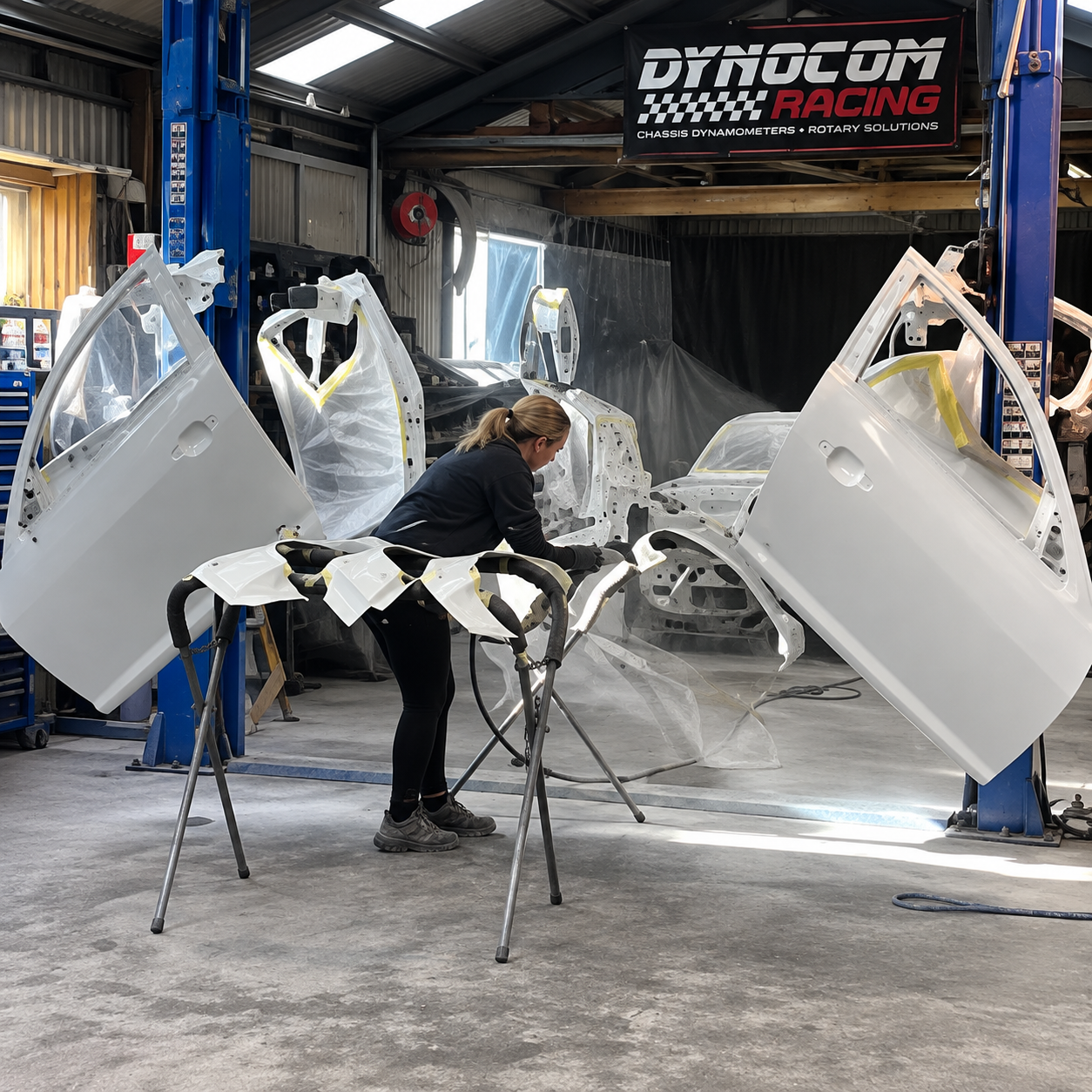 Aims putting on the undercoat! 