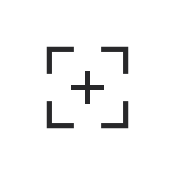 Camera viewfinder crosshair in the center of a black background.