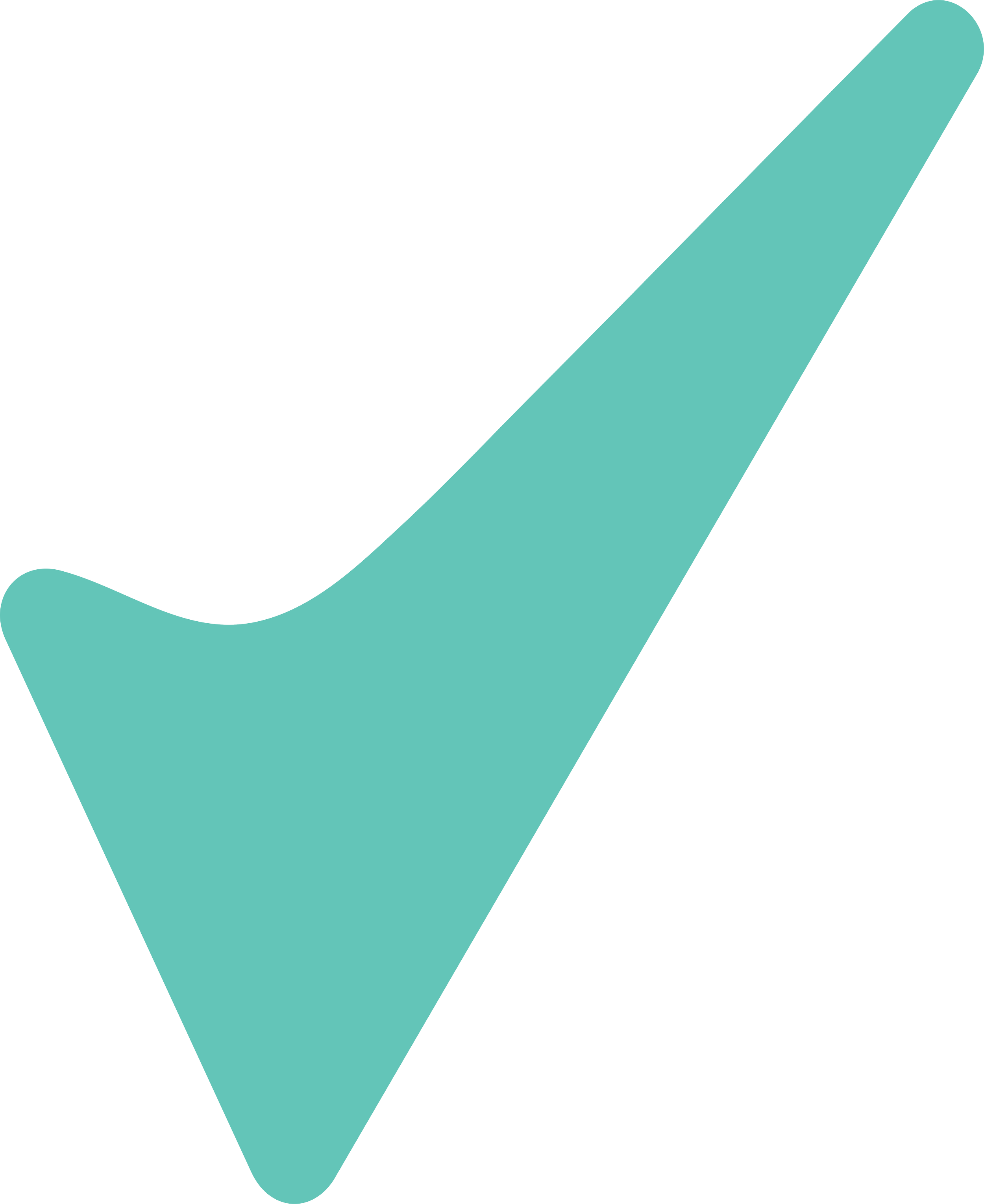 A stylized check mark symbol in teal color on a black background.