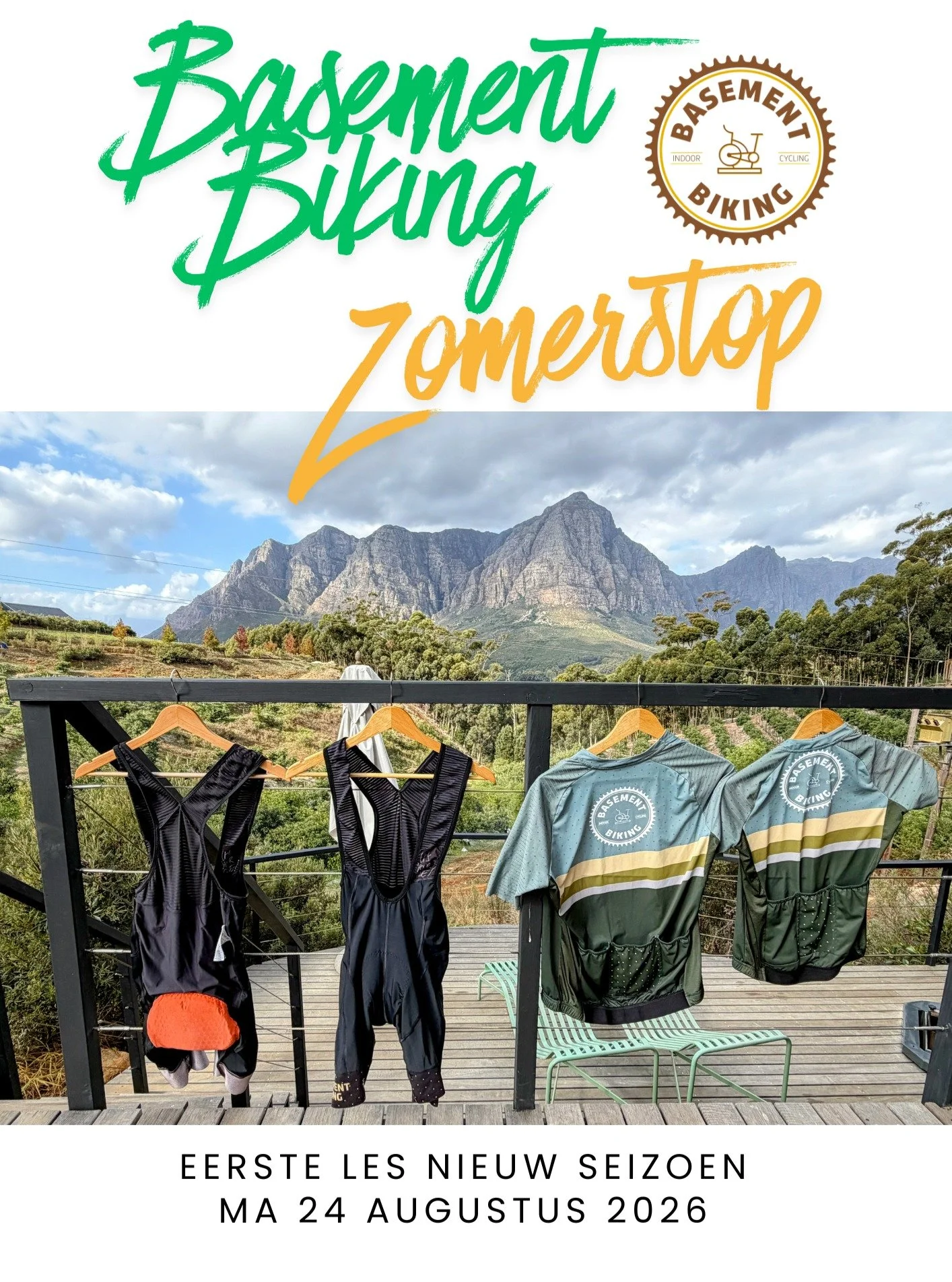 We hangen onze fietstenue even aan de haak. Volgend seizoen meer lessen en een nieuw decor! We kunnen niet wachten om het jullie te laten zien.
Happy summer!!!