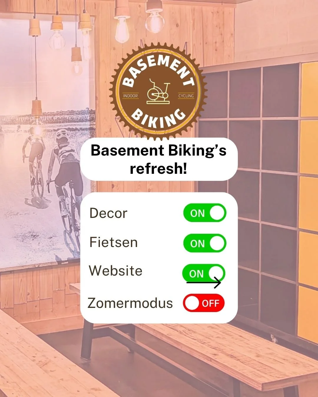 Yes! We zijn volledig up to date nu.
Sinds maandag is ook onze vernieuwde website online.
Reserveringen maak je het beste via www.basementbiking.be en de "boek nu" knop of het lesrooster!

Tot binnenkort!