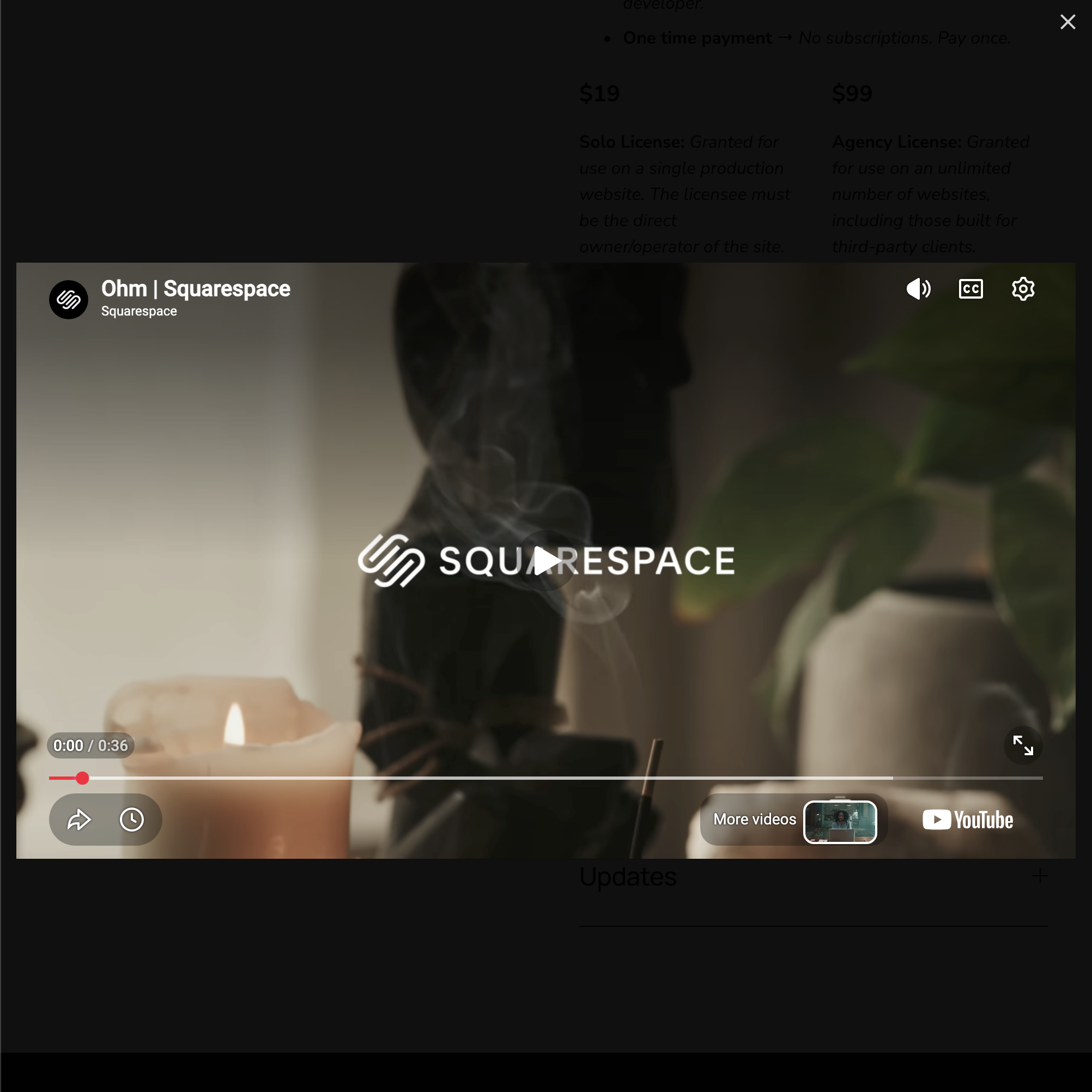 Squarespace Video Lightbox Plugin