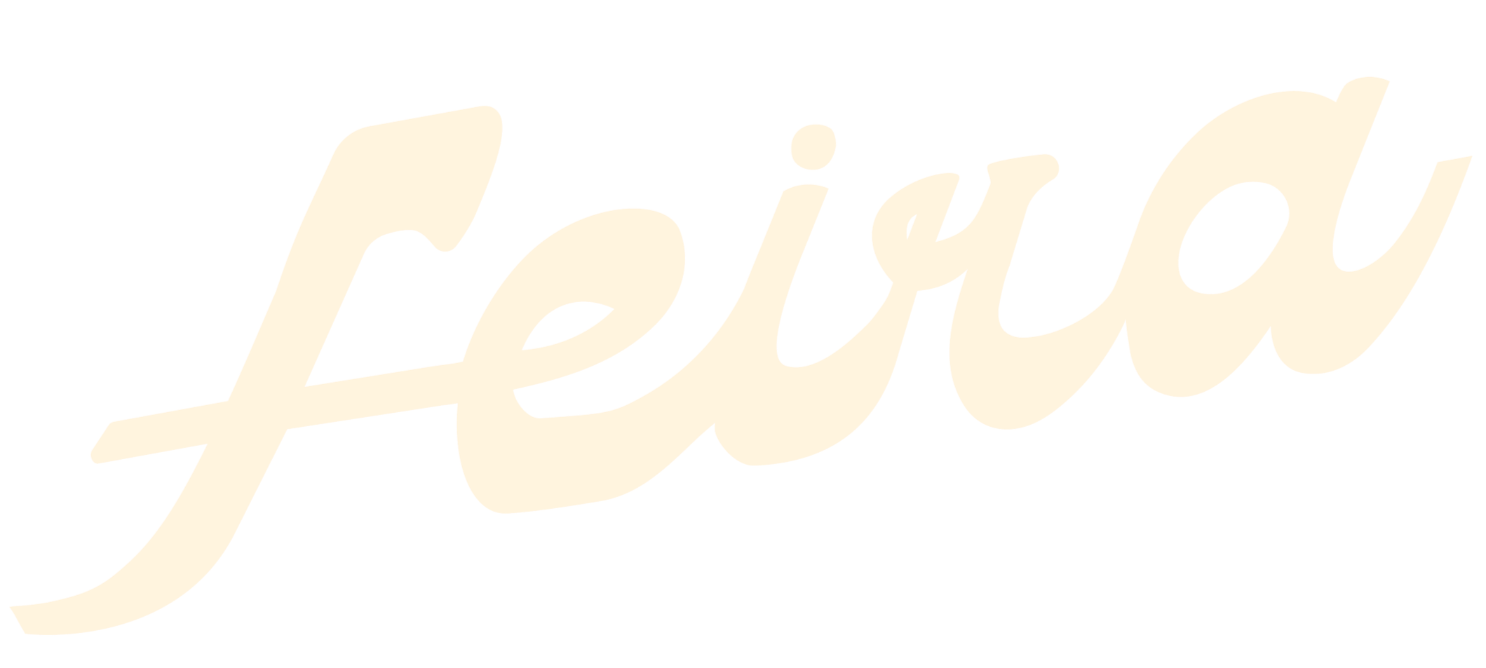 Feira - Havelock North Produce Shop Logo. Text that says 'Feira' in a stylized cursive font, cream-colour.
